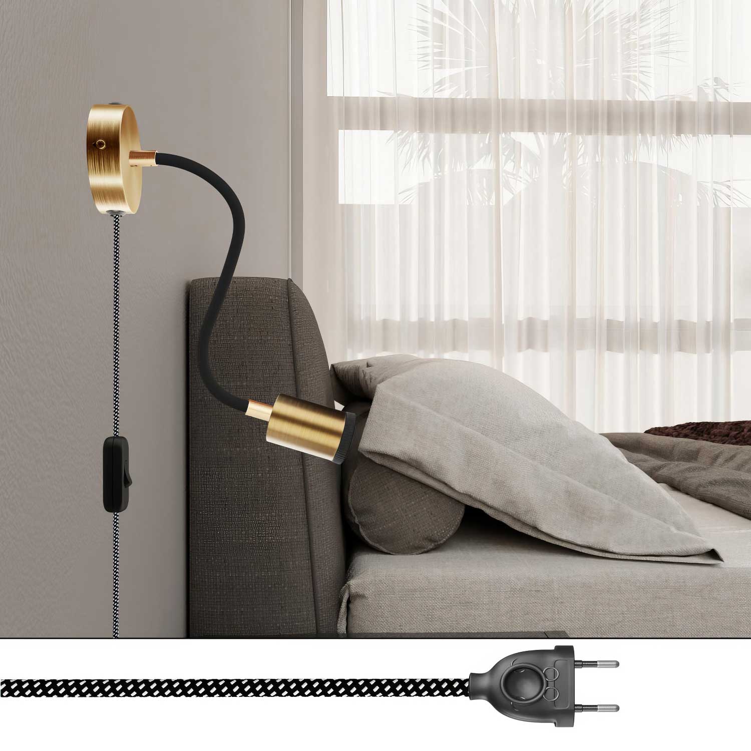 Spostaluce Flex 30-Wandleuchte mit schwenkbarem Spot GU1d0 – Satinbronze - Image 2