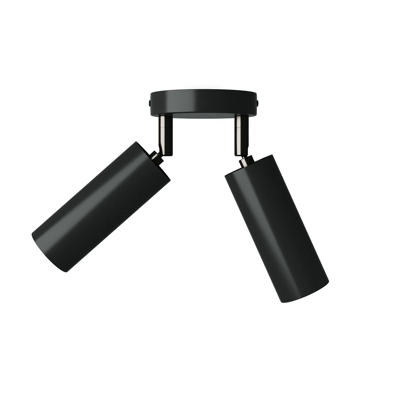 2-flammige Spotleuchte mit Tub-E14-Lampenschirm und rundem Baldachin – Schwarz