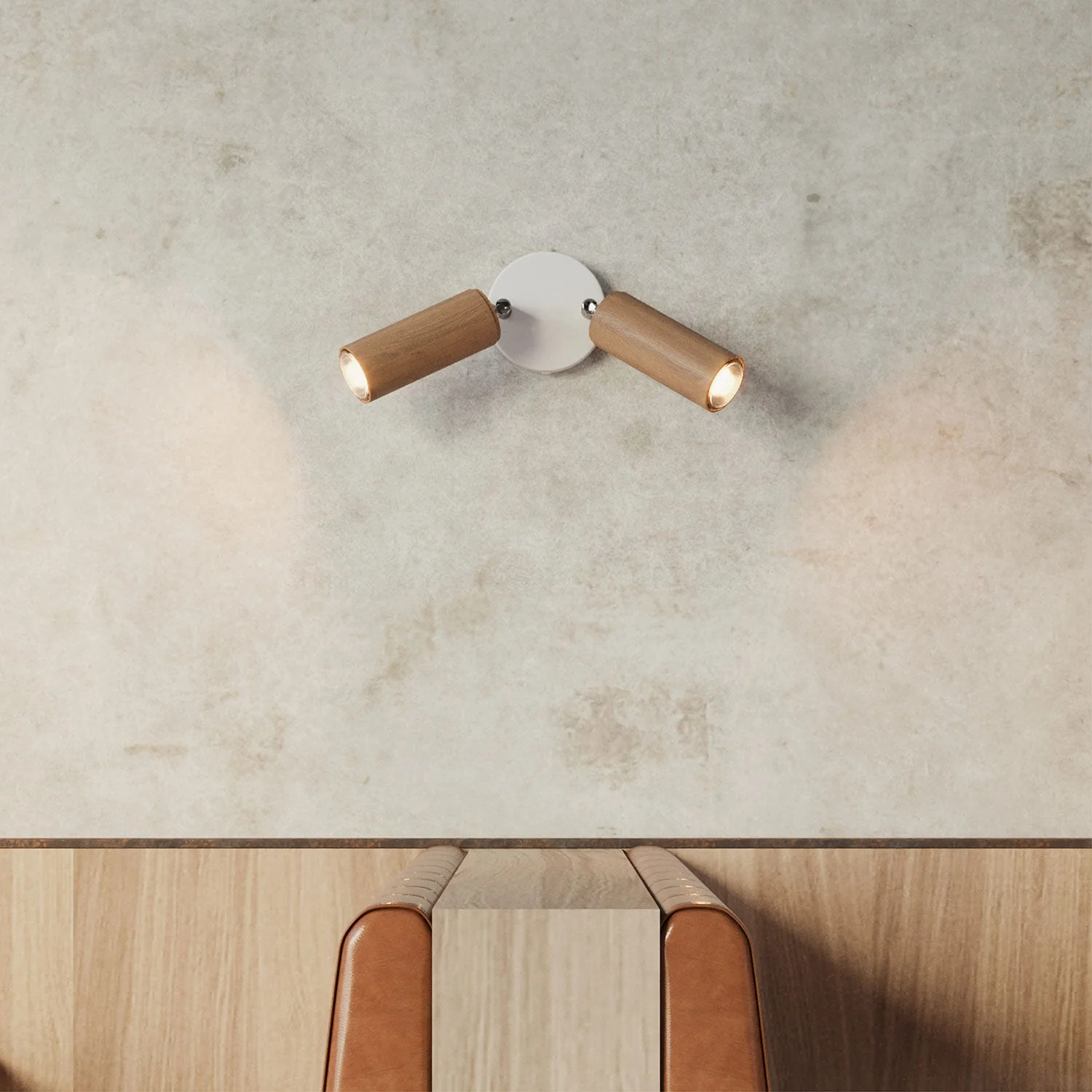 2-Strahler-Lampe mit Tub-E14-Schirm und runder Baldachin – Neutral - Image 3