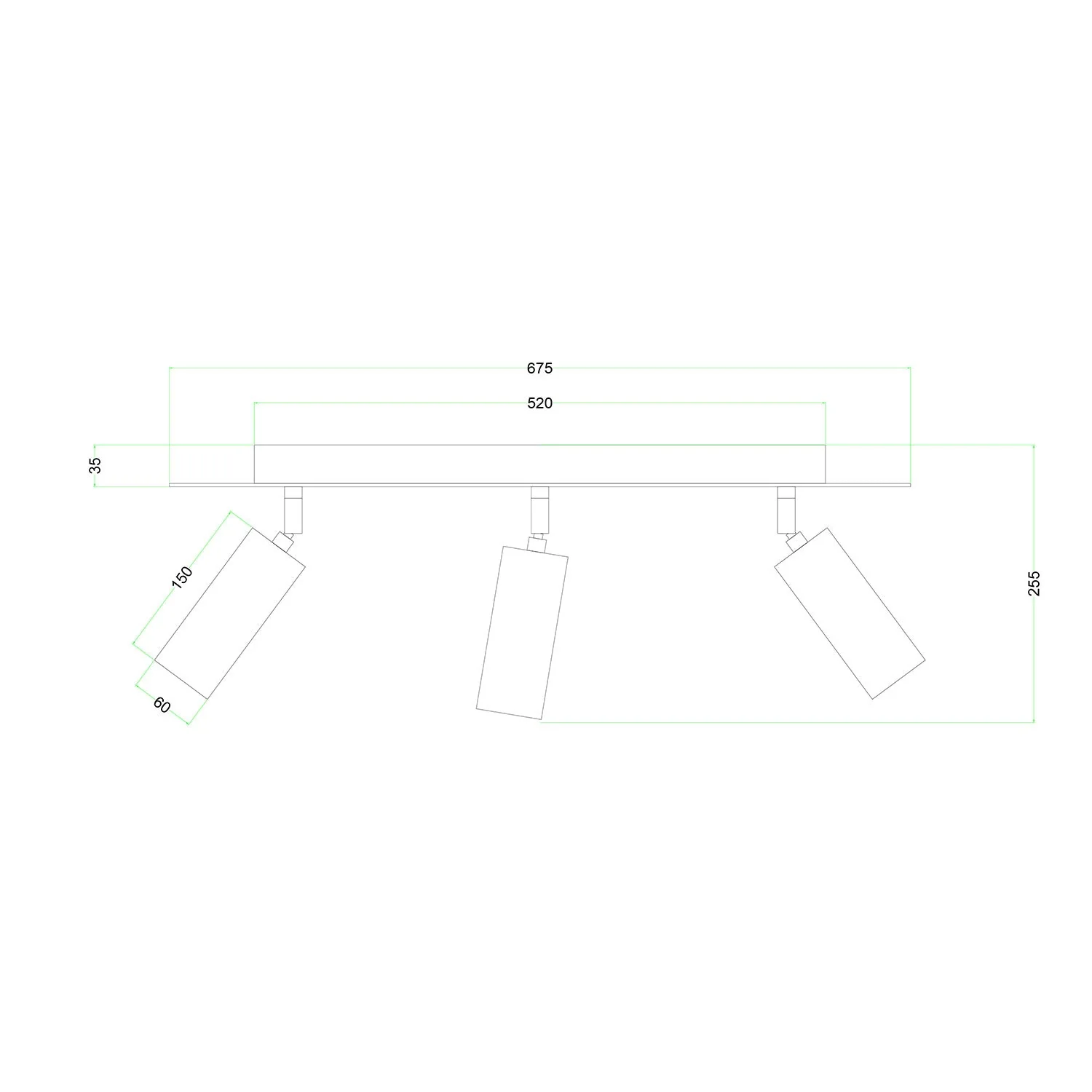 Deckenleuchte mit 3 Spots mit Tub-E14-Lampenschirm und rechteckigem Rose-One XXL-Deckenkasten – Neutral - Image 5
