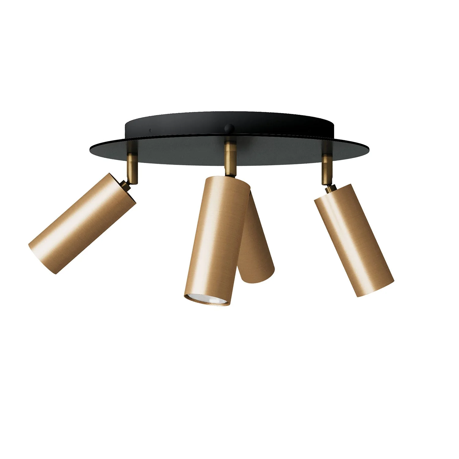 4-flammige Leuchte mit Tub-E14-Metallschirm und XXL rundem Rose-One-Baldachin - Satinbronze