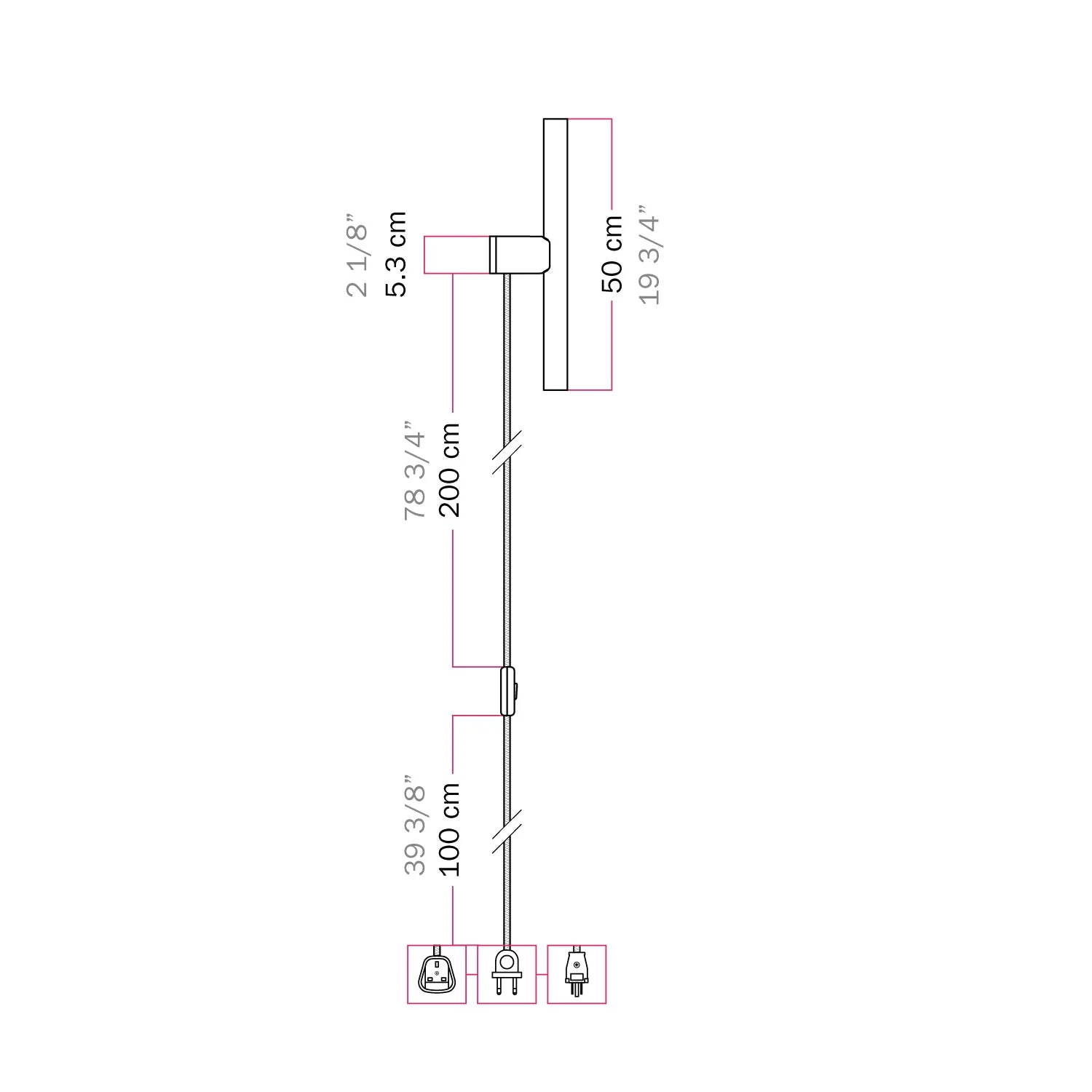 Lampe mit Stecker, Metallfinish und linearer LED-Lampe S14d – Satinierter Titan - Image 6