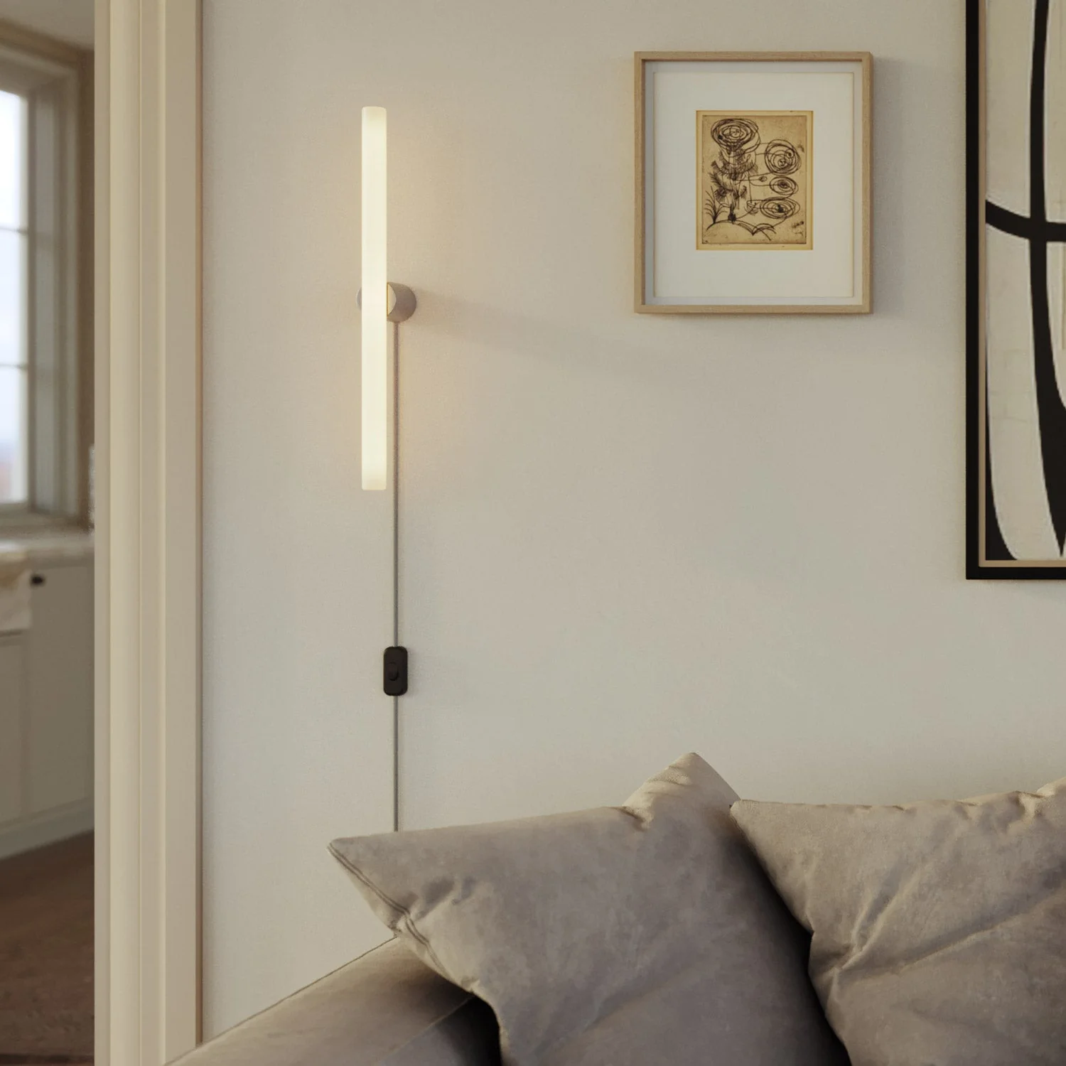 Lampe mit UK-Stecker, Metalloberfläche und linearer S14d LED-Lampe – Satiniert-Titan - Image 2