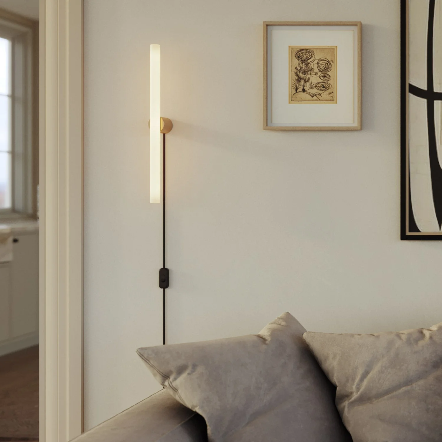 Lampe mit UK-Stecker, Metall-Finish und linearer LED-Glühbirne S14d – Satin-Bronze - Image 2