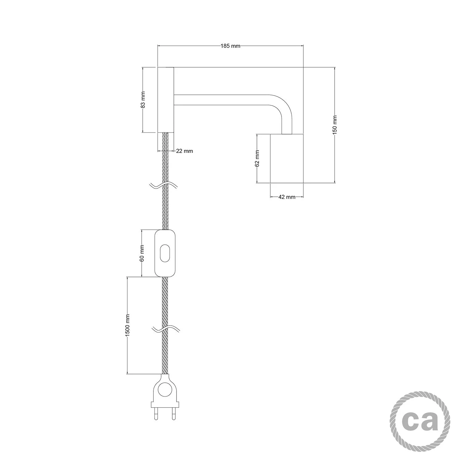 Spostaluce Lampe aus Metall mit gebogenem Ausleger – Satin-Titan - Image 4