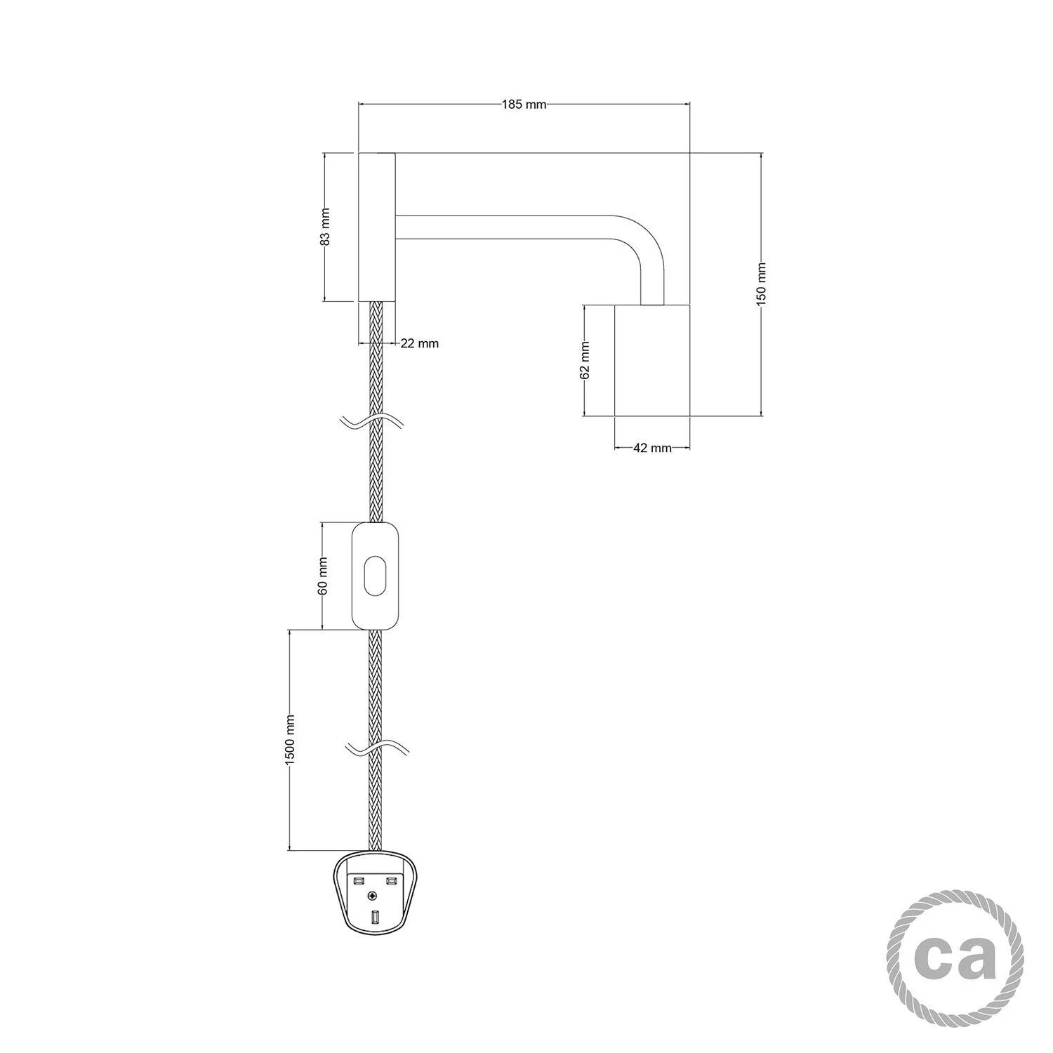 Spostaluce Lampe aus Metall mit gebogenem Ausleger und UK-Stecker – Satin-Titan - Image 4