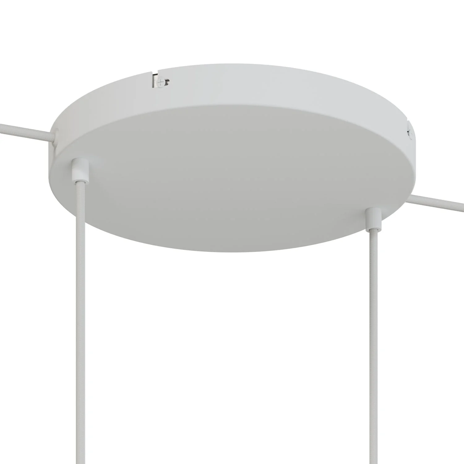 Runder Lampenbaldachin aus Aluminium Ø 30 cm mit Halterung und Erdungs-Textilkabel, mit 2 Frontbohrungen – Mattweiß - Image 11
