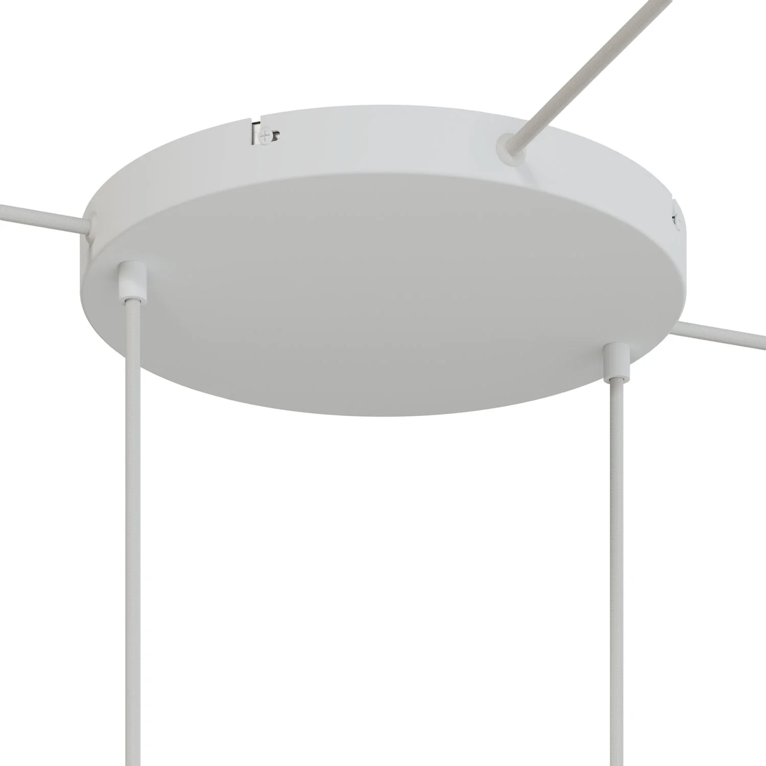 Runder Lampenbaldachin aus Aluminium Ø 30 cm mit Halterung und Erdungs-Textilkabel, mit 2 Frontbohrungen – Mattweiß - Image 16