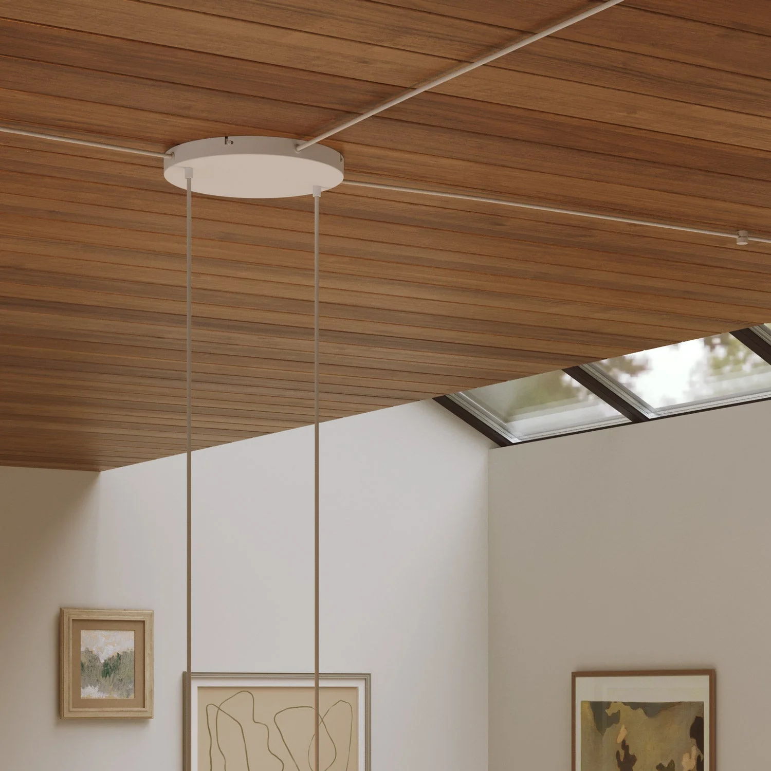 Runder Lampenbaldachin aus Aluminium Ø 30 cm mit Halterung und Erdungs-Textilkabel, mit 2 Frontbohrungen – Mattweiß - Image 18