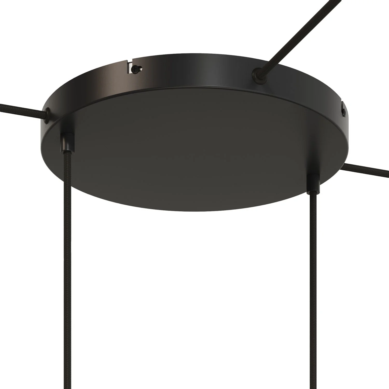 Runder Lampenbaldachin aus Aluminium Ø 30 cm mit Halterung und Schutzleiter-Textilkabel, mit 2 frontalen Bohrungen – Schwarz - Image 16