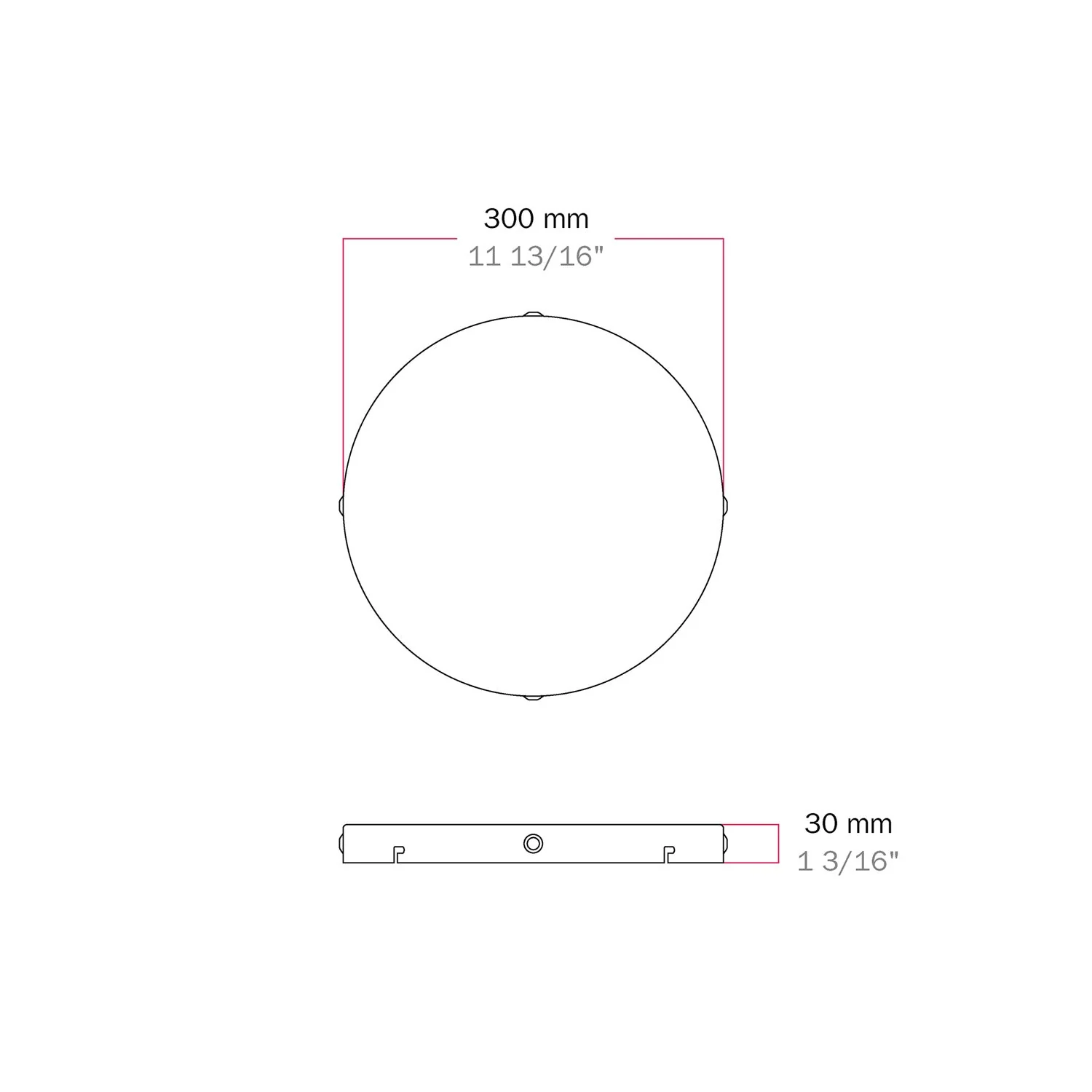 Runder Lampenbaldachin aus Aluminium Ø 30 cm mit Halterung und Erdungs-Textilkabel, mit 4 Seitenbohrungen – Mattweiß - Image 5