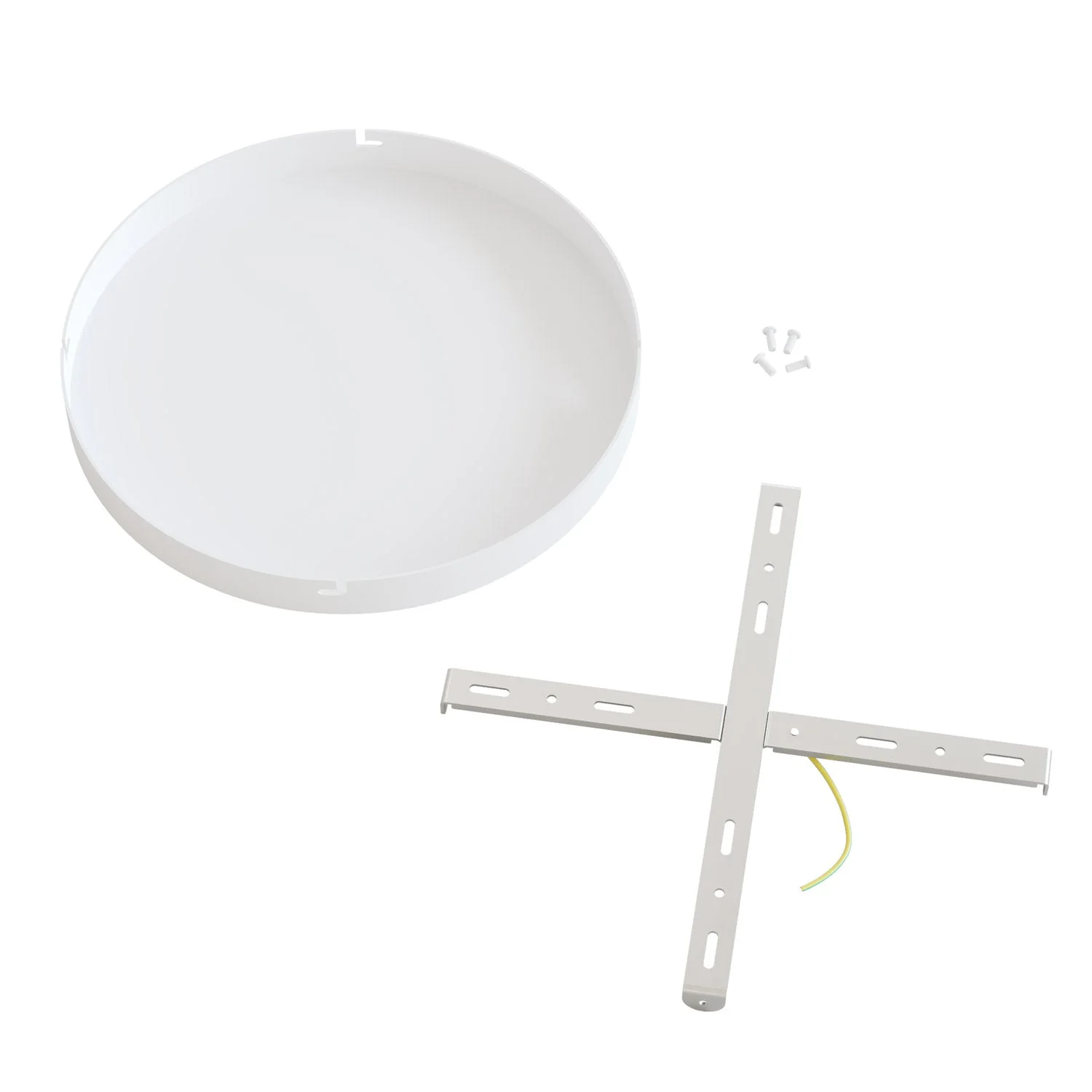 Runder Lampenbaldachin aus Aluminium Ø 30 cm mit Halterung und Erdungs-Textilkabel, ohne Bohrungen – Mattweiß - Image 4