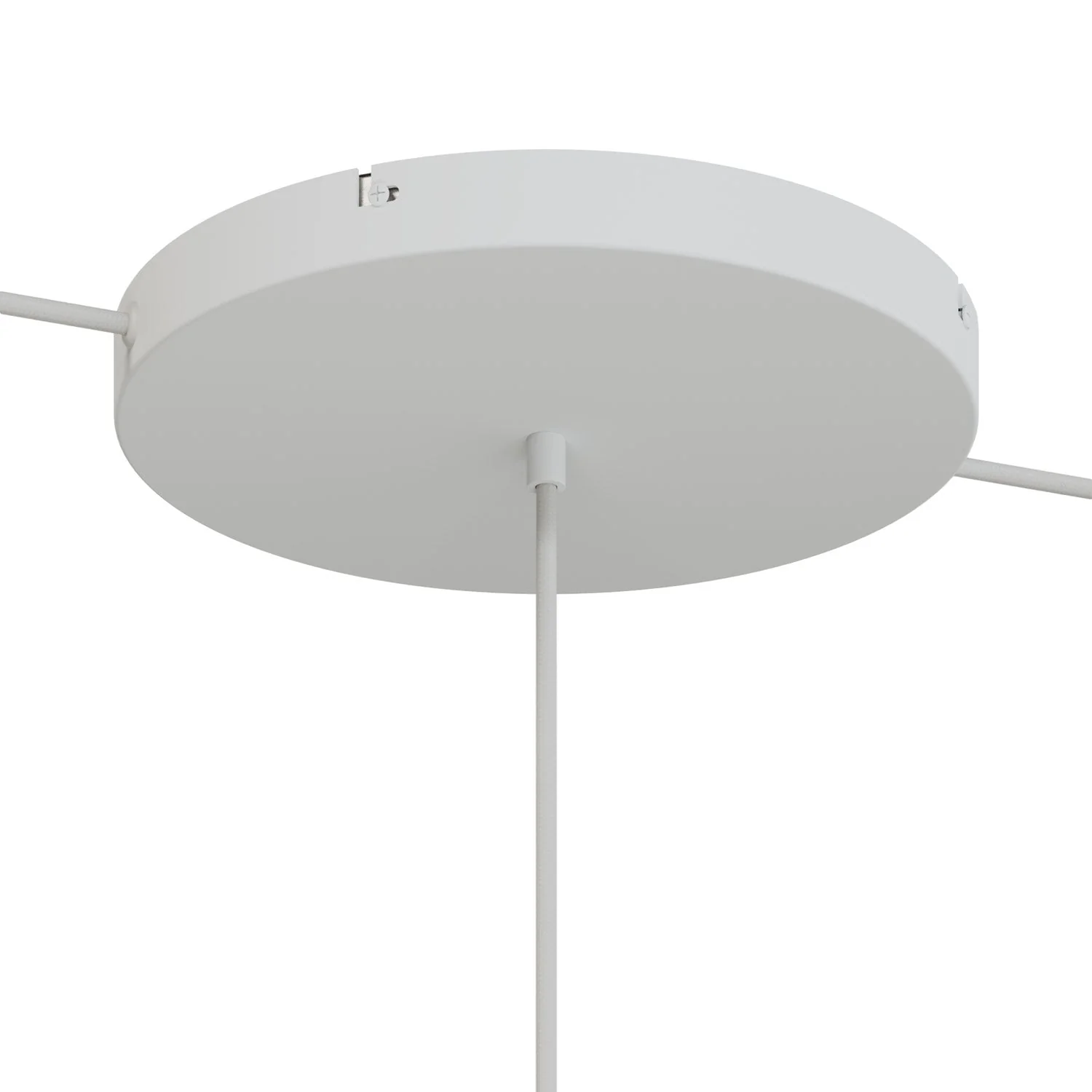 Runder Lampenbaldachin aus Aluminium Ø 30 cm mit Halterung und Erdungs-Textilkabel, mit 1 zentraler Bohrung – Mattweiß - Image 11