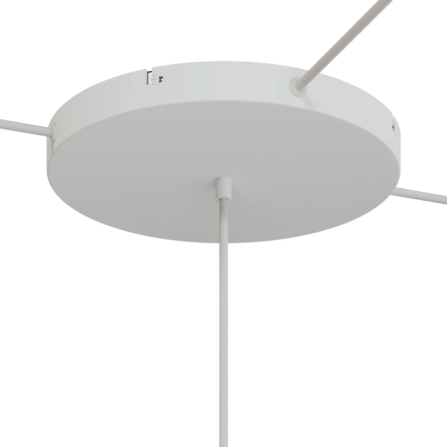 Runder Lampenbaldachin aus Aluminium Ø 30 cm mit Halterung und Erdungs-Textilkabel, mit 1 zentraler Bohrung – Mattweiß - Image 16
