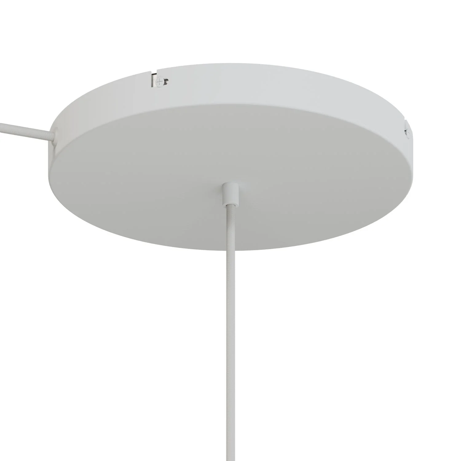 Runder Lampenbaldachin aus Aluminium Ø 30 cm mit Halterung und Erdungs-Textilkabel, mit 1 zentraler Bohrung – Mattweiß - Image 6