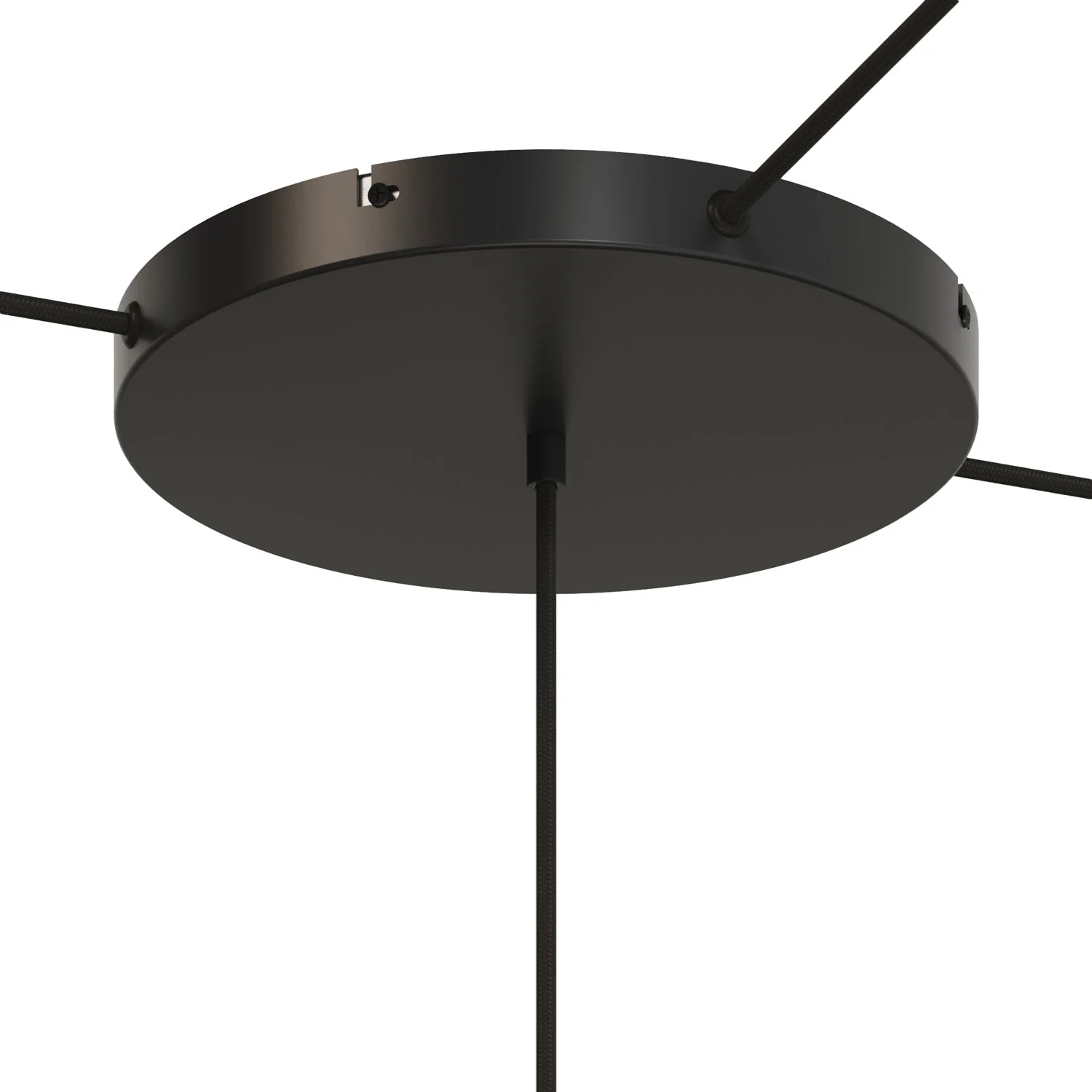 Runder Lampenbaldachin aus Aluminium Ø 30 cm mit Halterung und Schutzleiter-Textilkabel, mit 1 zentraler Bohrung – Schwarz - Image 16