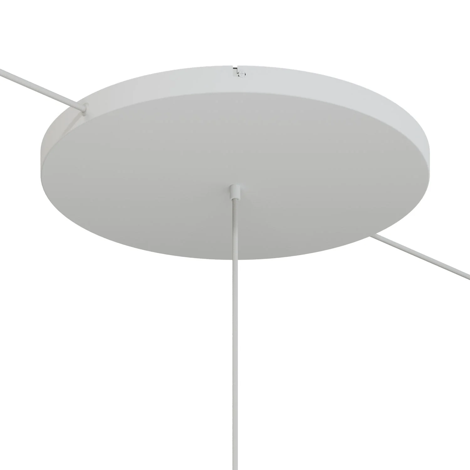Runder Lampenbaldachin aus Aluminium Ø 50 cm mit Halterung und Schutzleiter-Textilkabel, mit 1 frontaler Bohrung – Mattweiß - Image 11