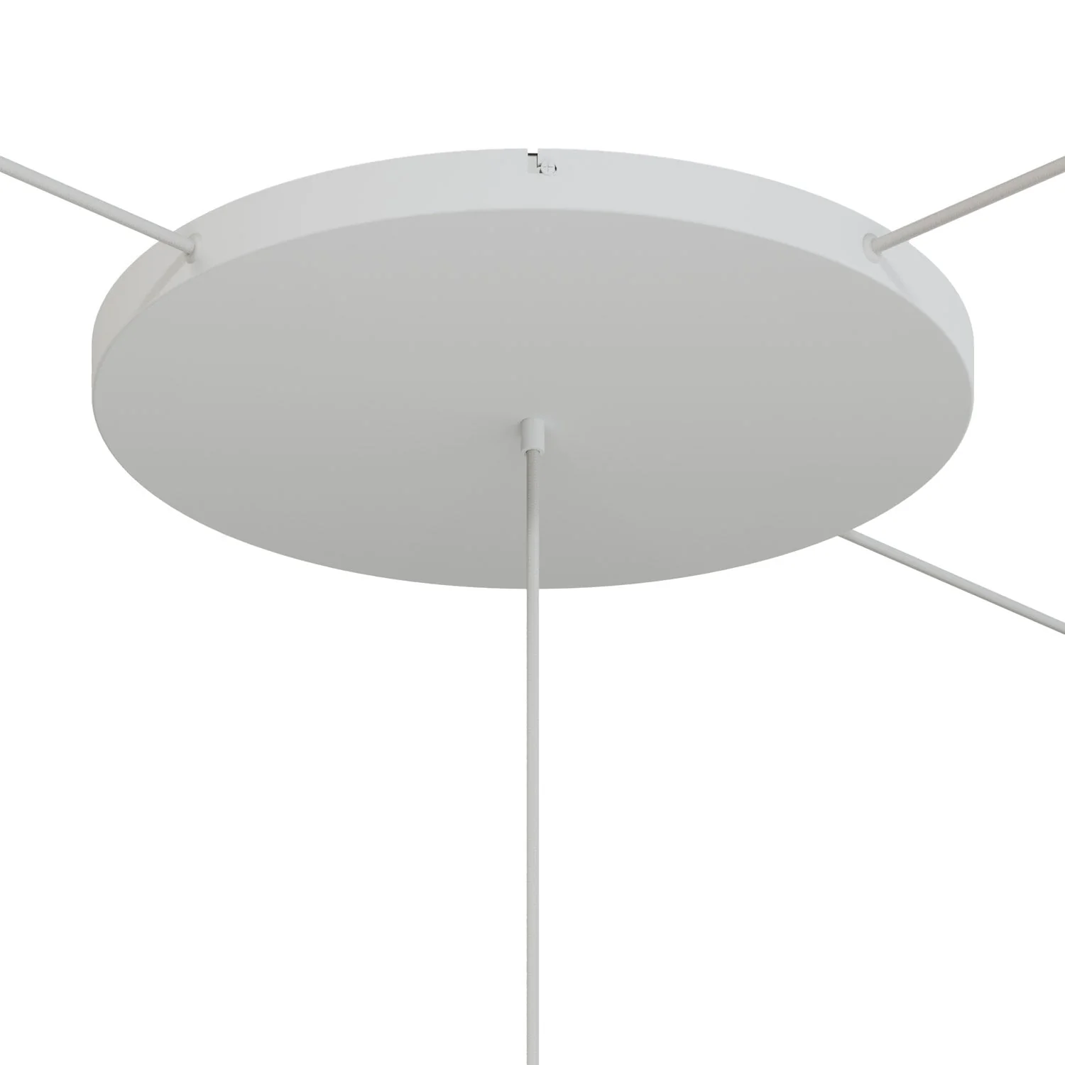 Runder Lampenbaldachin aus Aluminium Ø 50 cm mit Halterung und Schutzleiter-Textilkabel, mit 1 frontaler Bohrung – Mattweiß - Image 16