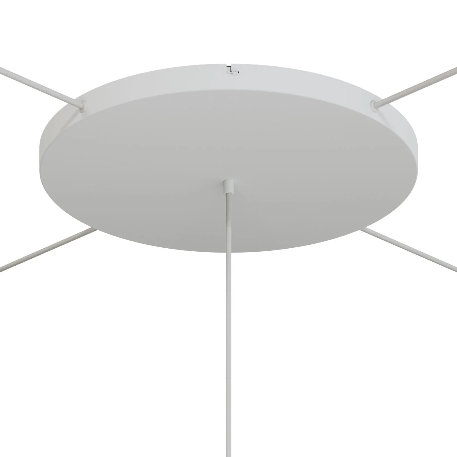 Runder Lampenbaldachin aus Aluminium Ø 50 cm mit Halterung und Schutzleiter-Textilkabel, mit 1 frontaler Bohrung – Mattweiß - Image 21