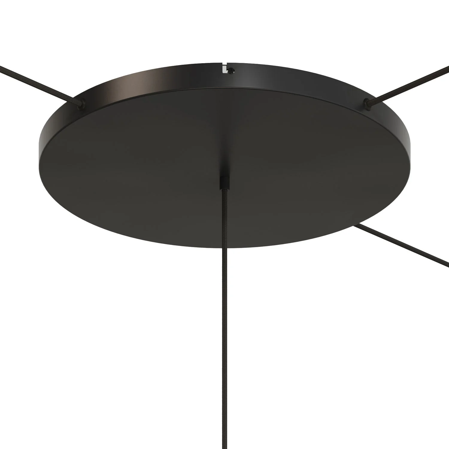 Runder Lampenbaldachin aus Aluminium Ø 50 cm mit Halterung und Erdungs-Textilkabel, mit 1 Frontbohrung – Schwarz - Image 16