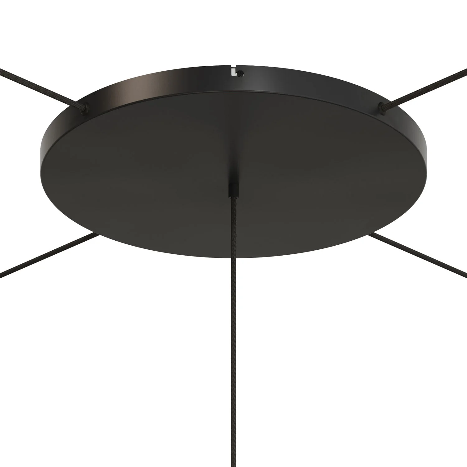 Runder Lampenbaldachin aus Aluminium Ø 50 cm mit Halterung und Erdungs-Textilkabel, mit 1 Frontbohrung – Schwarz - Image 21