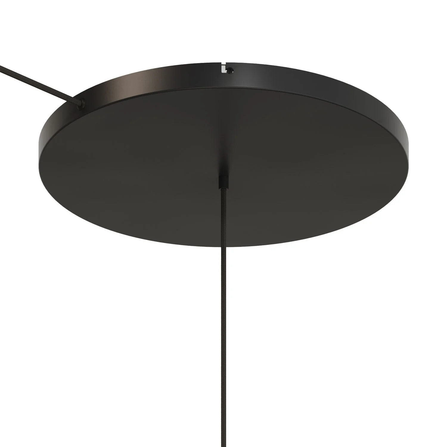 Runder Lampenbaldachin aus Aluminium Ø 50 cm mit Halterung und Erdungs-Textilkabel, mit 1 Frontbohrung – Schwarz - Image 6