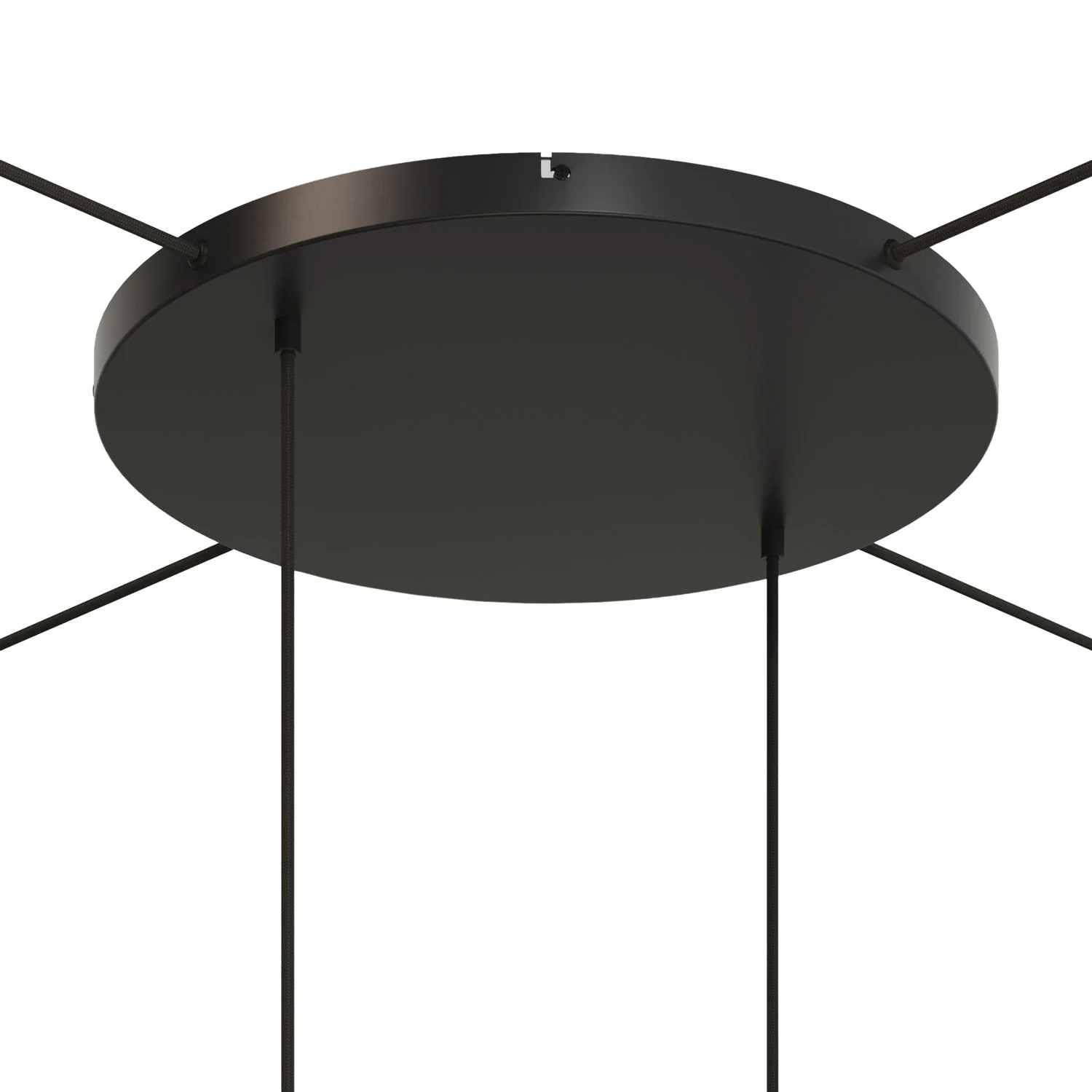 Runder Lampenbaldachin aus Aluminium Ø 50 cm mit Halterung und Erdungs-Textilkabel, mit 2 Frontbohrungen – Schwarz - Image 21