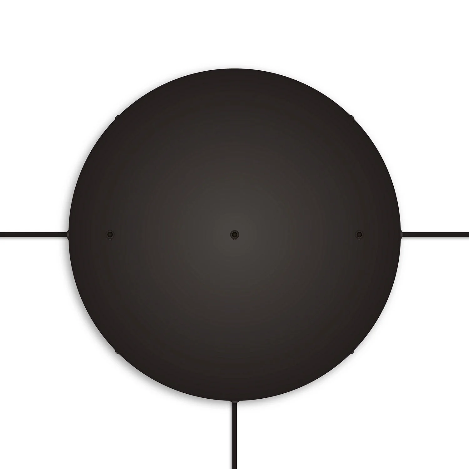 Runder Lampenbaldachin aus Aluminium Ø 50 cm mit Halterung und Erdungs-Textilkabel, mit 3 Frontbohrungen in Linie – Schwarz - Image 17