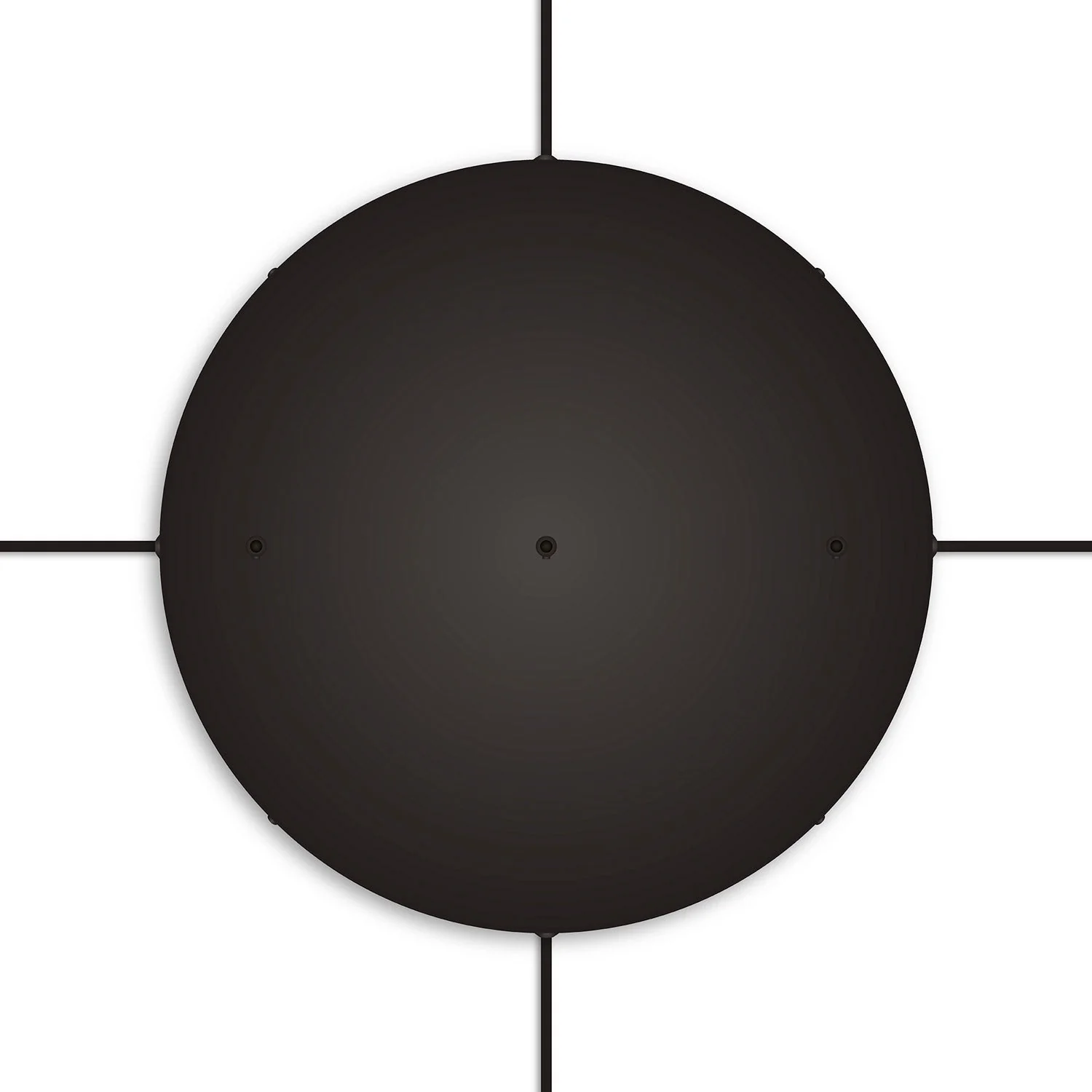 Runder Lampenbaldachin aus Aluminium Ø 50 cm mit Halterung und Erdungs-Textilkabel, mit 3 Frontbohrungen in Linie – Schwarz - Image 22