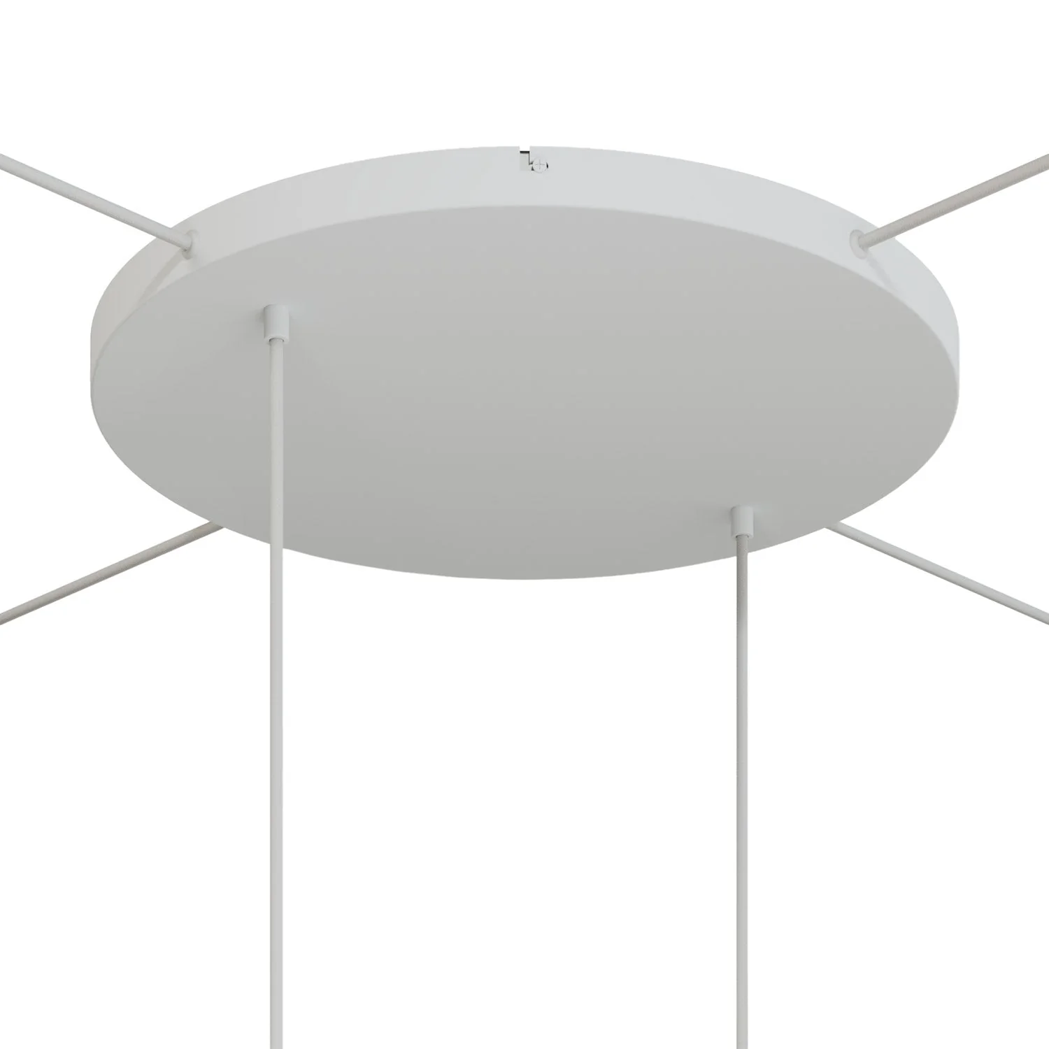 Runder Lampenbaldachin aus Aluminium Ø 50 cm mit Halterung und Schutzleiter-Textilkabel, mit 2 frontalen Bohrungen – Mattweiß - Image 21