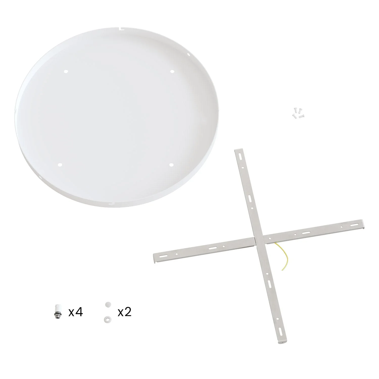 Runder Lampenbaldachin aus Aluminium Ø 50 cm mit Halterung und Schutzleiter-Textilkabel, mit 4 frontalen Bohrungen – Mattweiß - Image 14