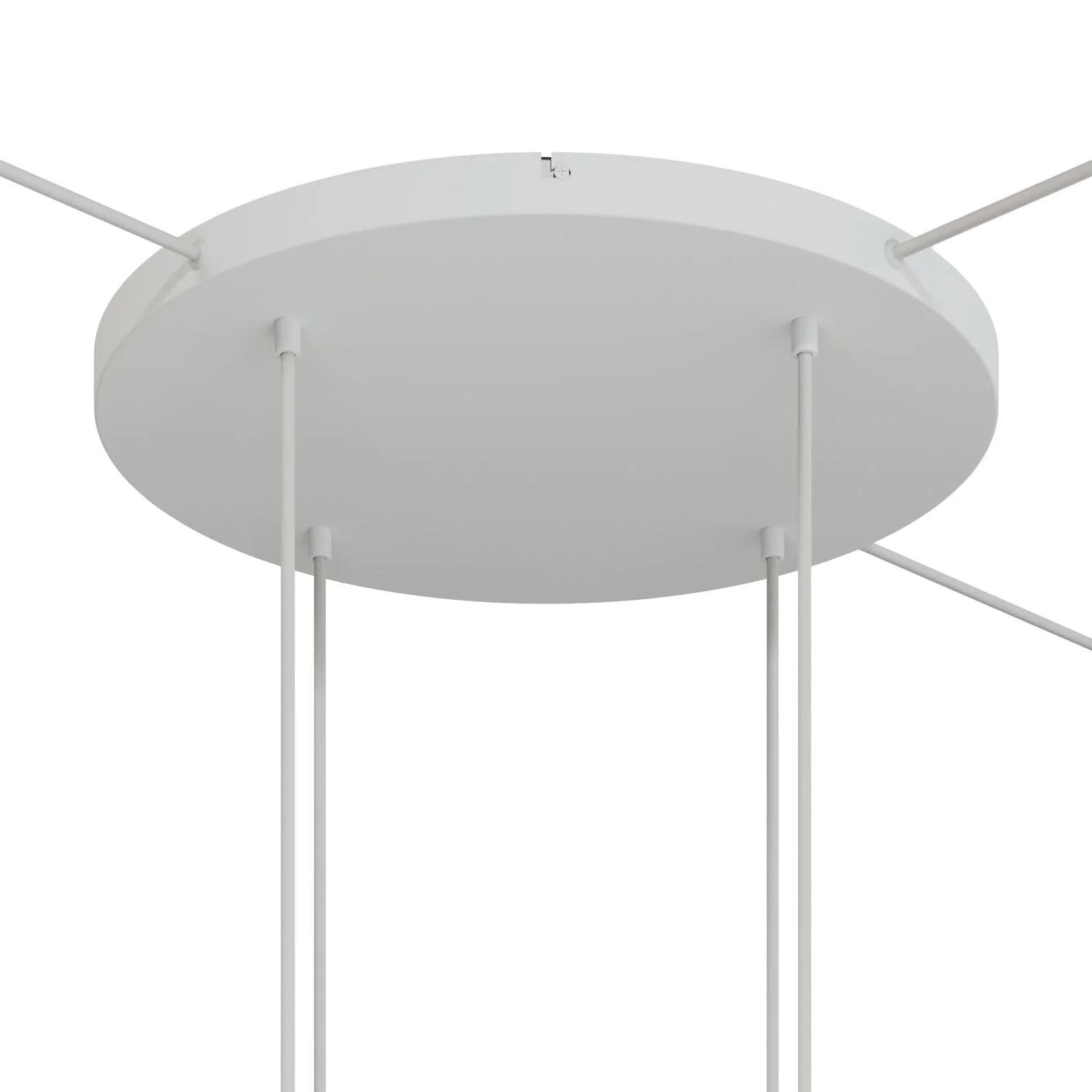 Runder Lampenbaldachin aus Aluminium Ø 50 cm mit Halterung und Schutzleiter-Textilkabel, mit 4 frontalen Bohrungen – Mattweiß - Image 16