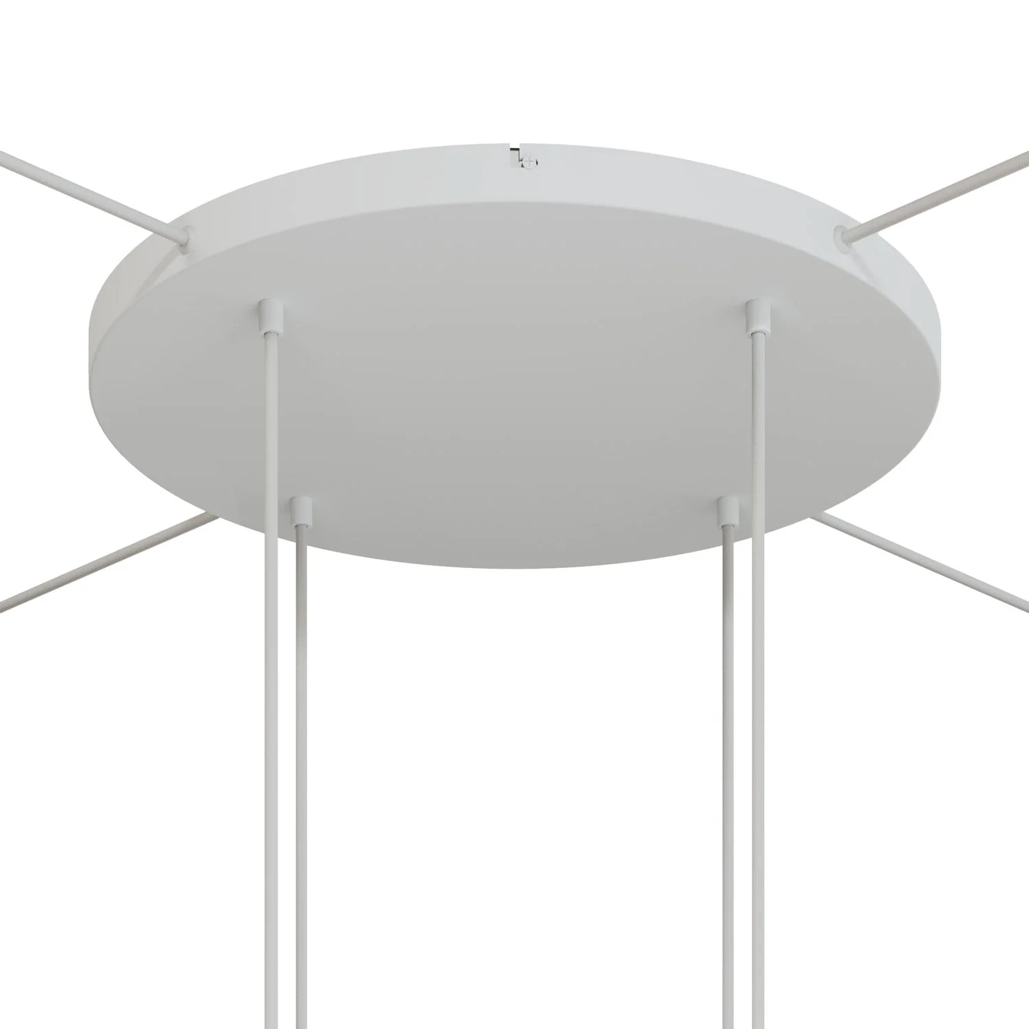 Runder Lampenbaldachin aus Aluminium Ø 50 cm mit Halterung und Schutzleiter-Textilkabel, mit 4 frontalen Bohrungen – Mattweiß - Image 21