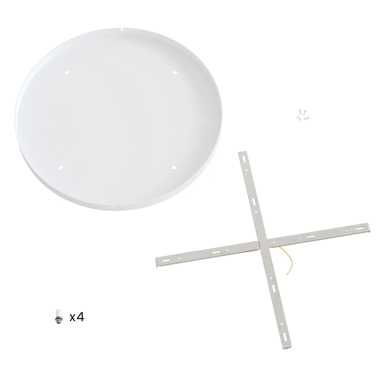 Runder Lampenbaldachin aus Aluminium Ø 50 cm mit Halterung und Schutzleiter-Textilkabel, mit 4 frontalen Bohrungen – Mattweiß - Image 4