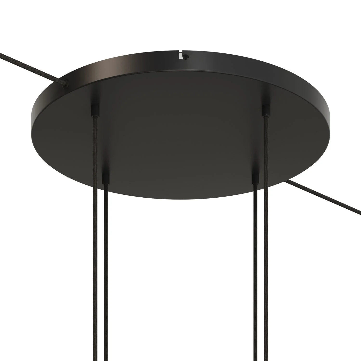 Runder Lampenbaldachin aus Aluminium Ø 50 cm mit Halterung und Schutzleiter-Textilkabel, mit 4 frontalen Bohrungen – Schwarz - Image 11