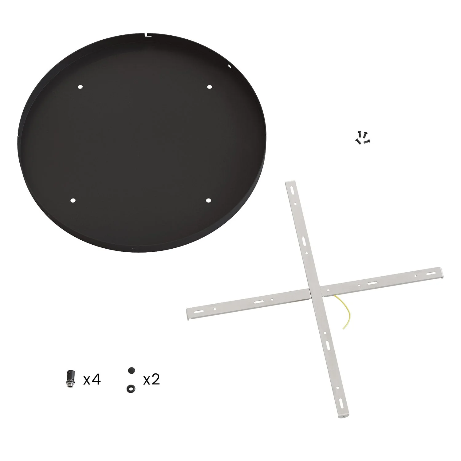Runder Lampenbaldachin aus Aluminium Ø 50 cm mit Halterung und Schutzleiter-Textilkabel, mit 4 frontalen Bohrungen – Schwarz - Image 14