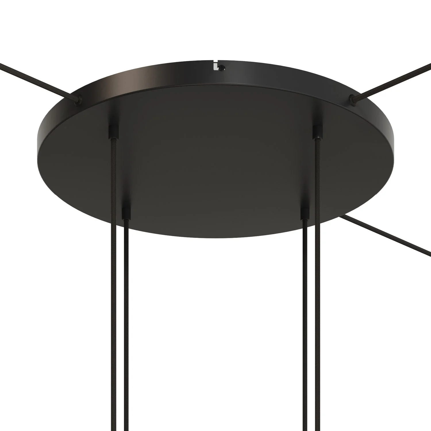 Runder Lampenbaldachin aus Aluminium Ø 50 cm mit Halterung und Schutzleiter-Textilkabel, mit 4 frontalen Bohrungen – Schwarz - Image 16