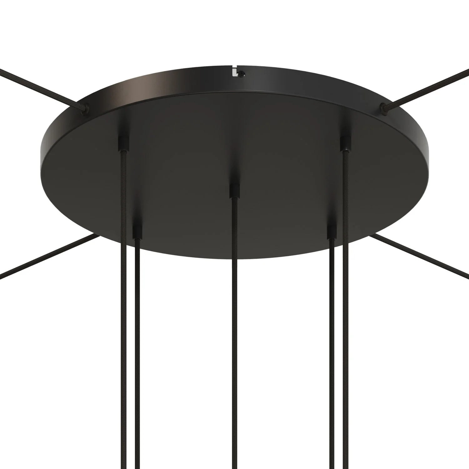 Runder Lampenbaldachin aus Aluminium Ø 50 cm mit Halterung und Schutzleiter-Textilkabel, mit 5 frontalen Bohrungen – Schwarz - Image 21