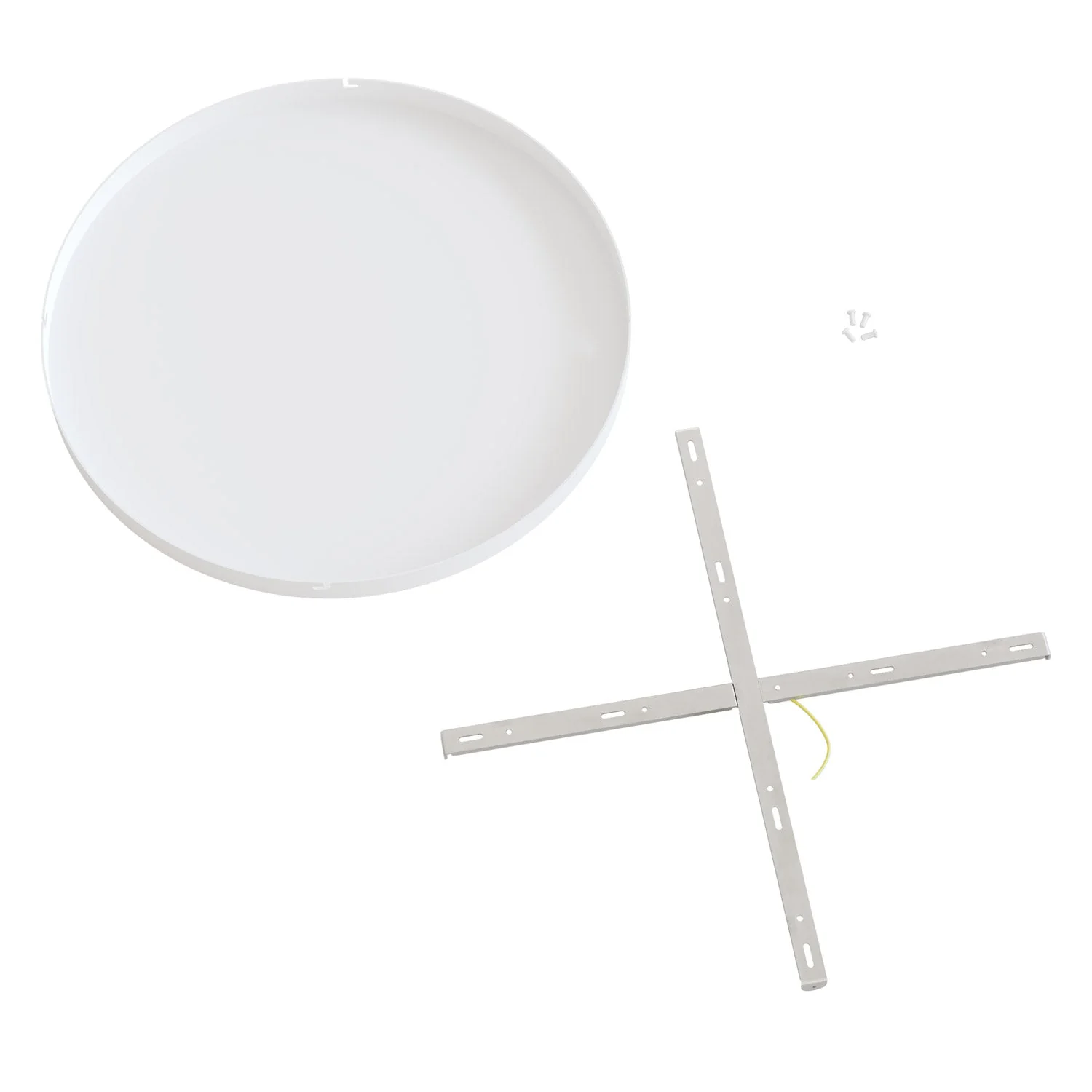 Runder Lampenbaldachin aus Aluminium Ø 50 cm mit Halterung und Schutzleiter-Textilkabel, ohne Bohrungen – Mattweiß - Image 4