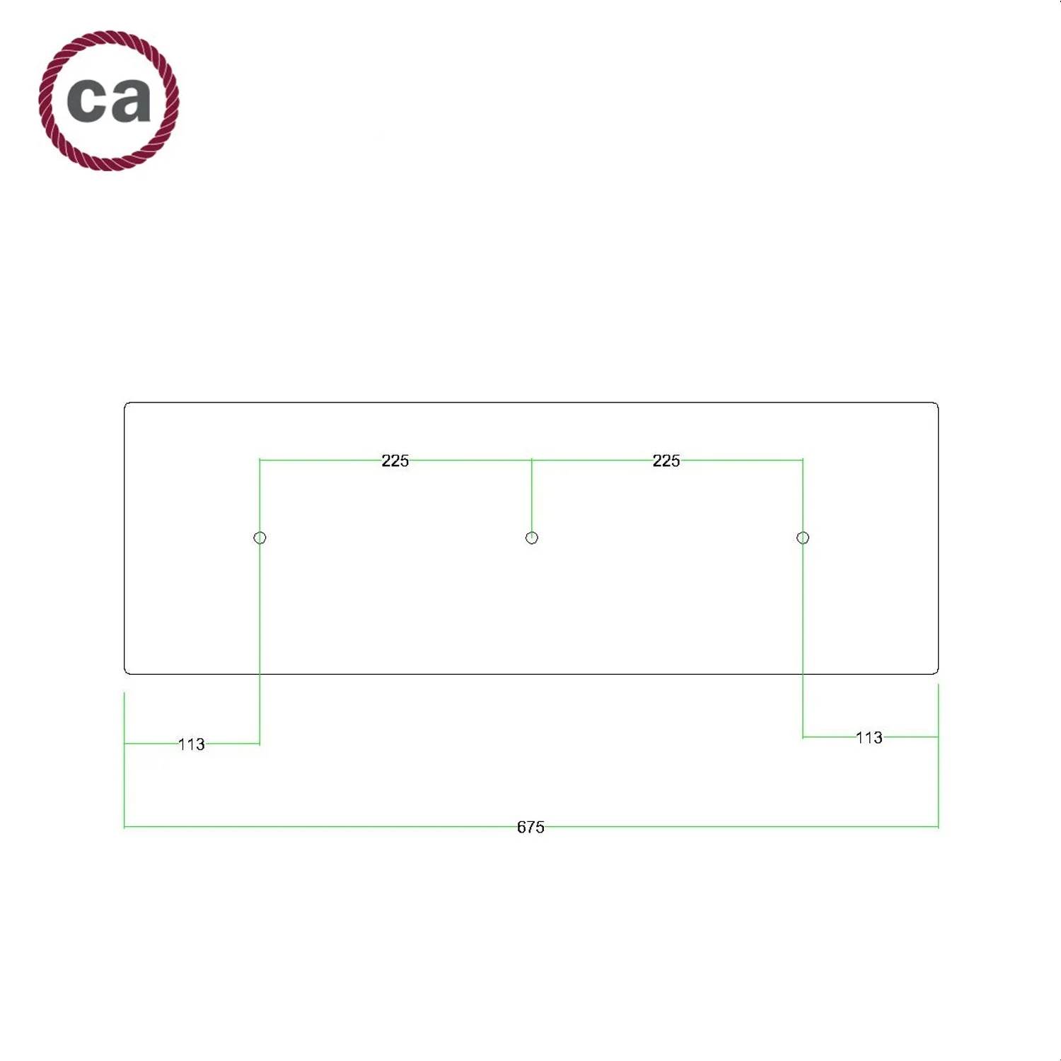 XXL-Baldachin Rose-One rechteckig mit 3 Durchgangslöchern und 6 seitlichen Bohrungen. Maße: 675 x 225 mm – Dibond Schwarz matt - Image 6