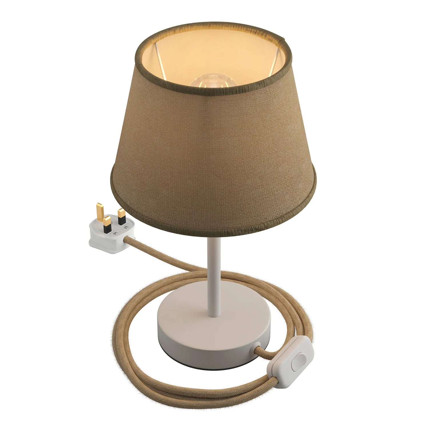Alzaluce mit Impero-Lampenschirm, Tischleuchte aus Metall mit UK-Stecker – Natur-Jute - Image 5