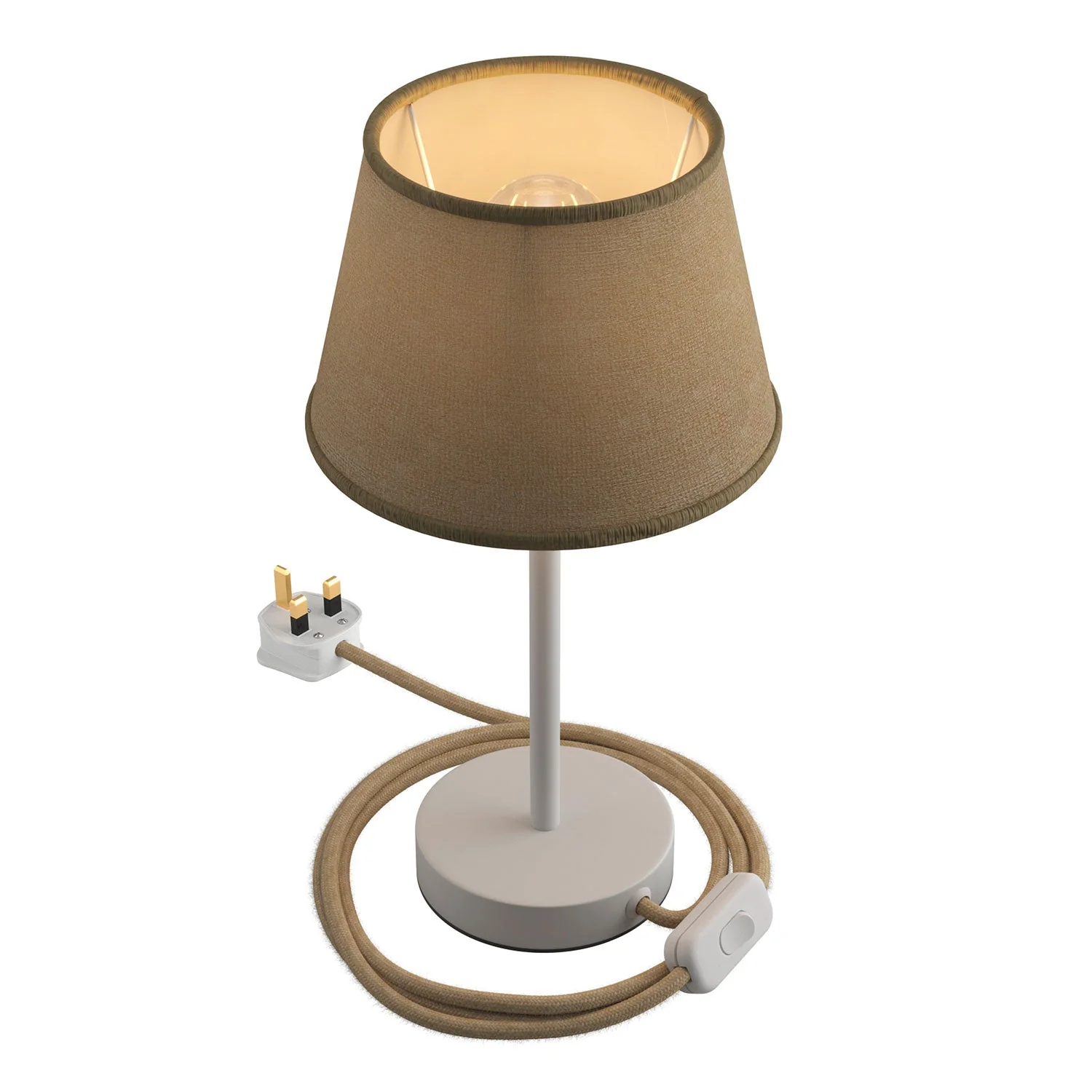 Alzaluce mit Impero-Lampenschirm, Tischleuchte aus Metall mit UK-Stecker – Natur-Jute - Image 6