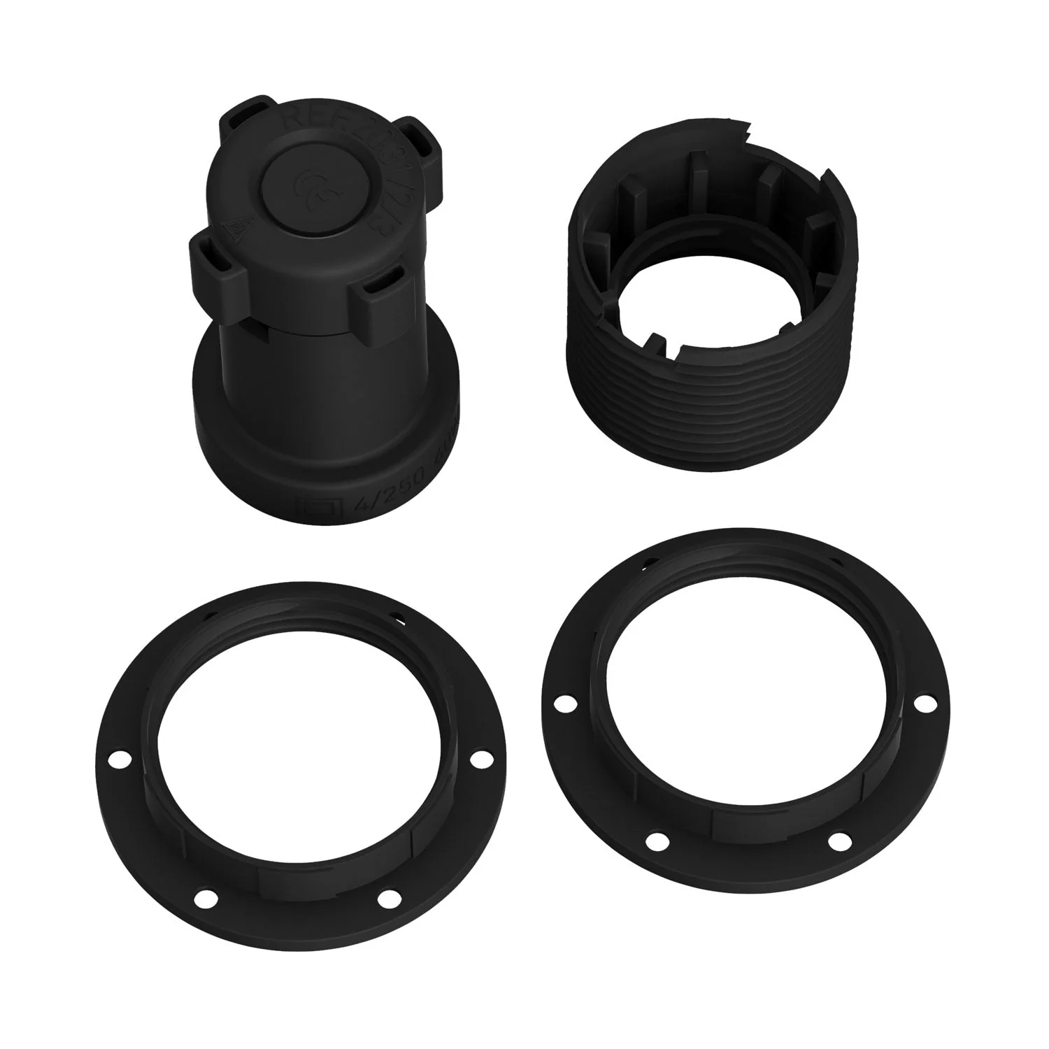 Fassungskit mit Doppelring für Lampenschirm E27 und Lumet-Lichterkettensystem aus schwarzem Thermoplast - Image 3