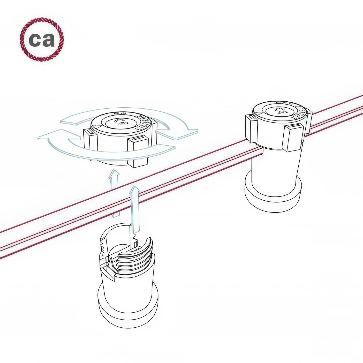 Fassungskit mit Doppelring für Lampenschirm E27 und Lumet-Lichterkettensystem aus schwarzem Thermoplast - Image 5