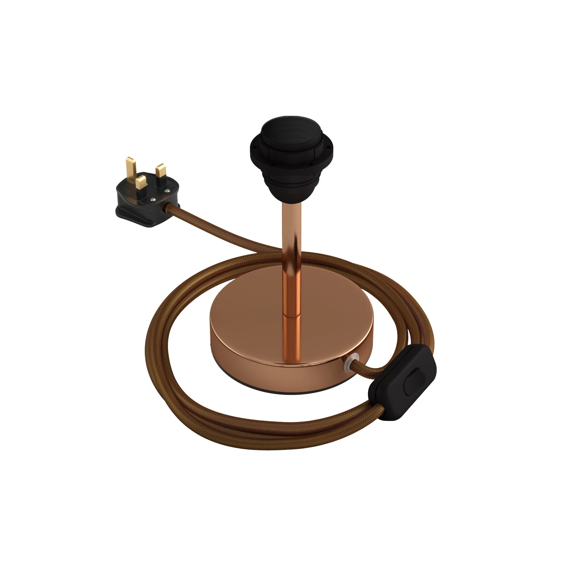 Lampenschirmfuß für Schirm – Tischleuchte aus Metall mit UK-Stecker – Kupfer - Image 5