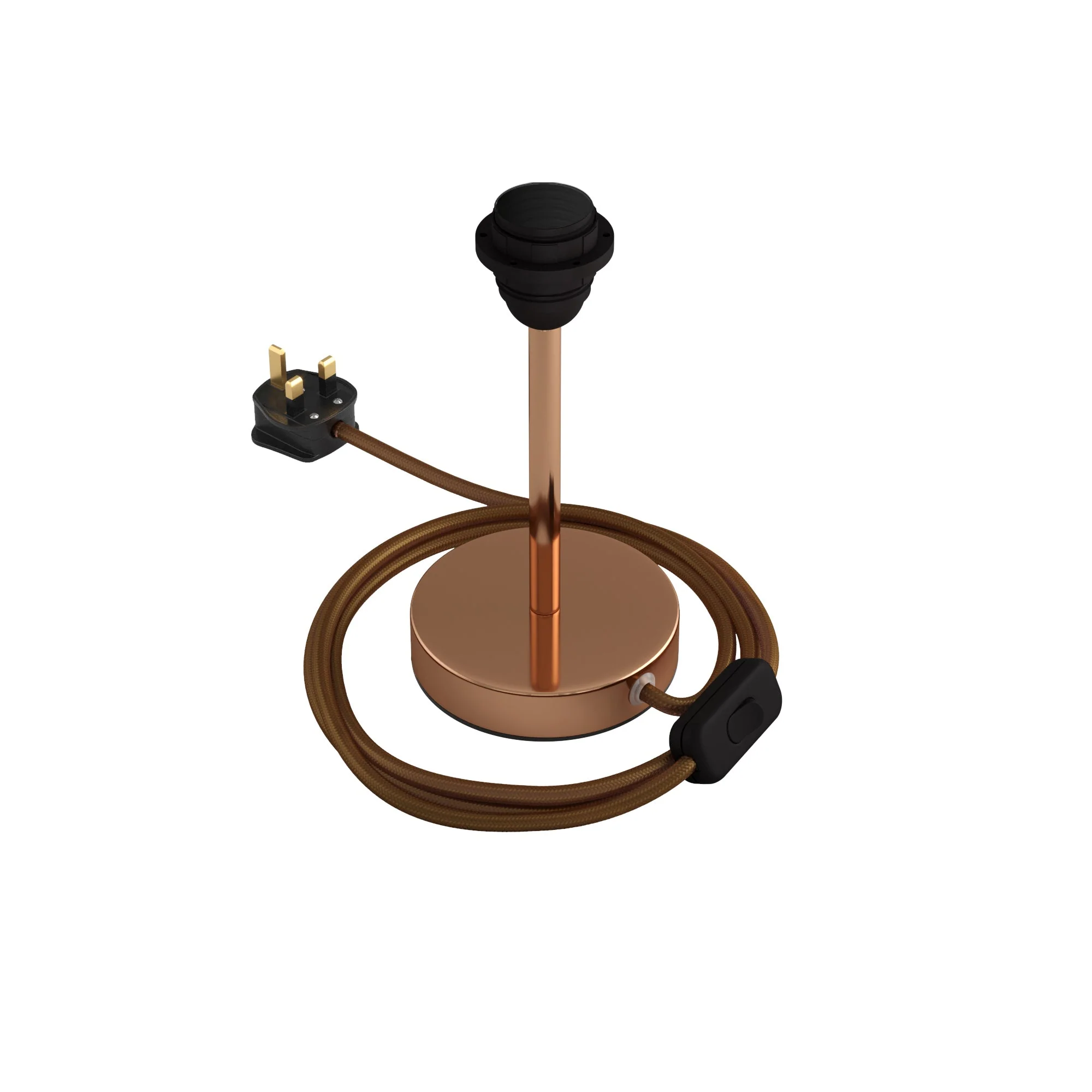 Lampenschirmfuß für Schirm – Tischleuchte aus Metall mit UK-Stecker – Kupfer - Image 6
