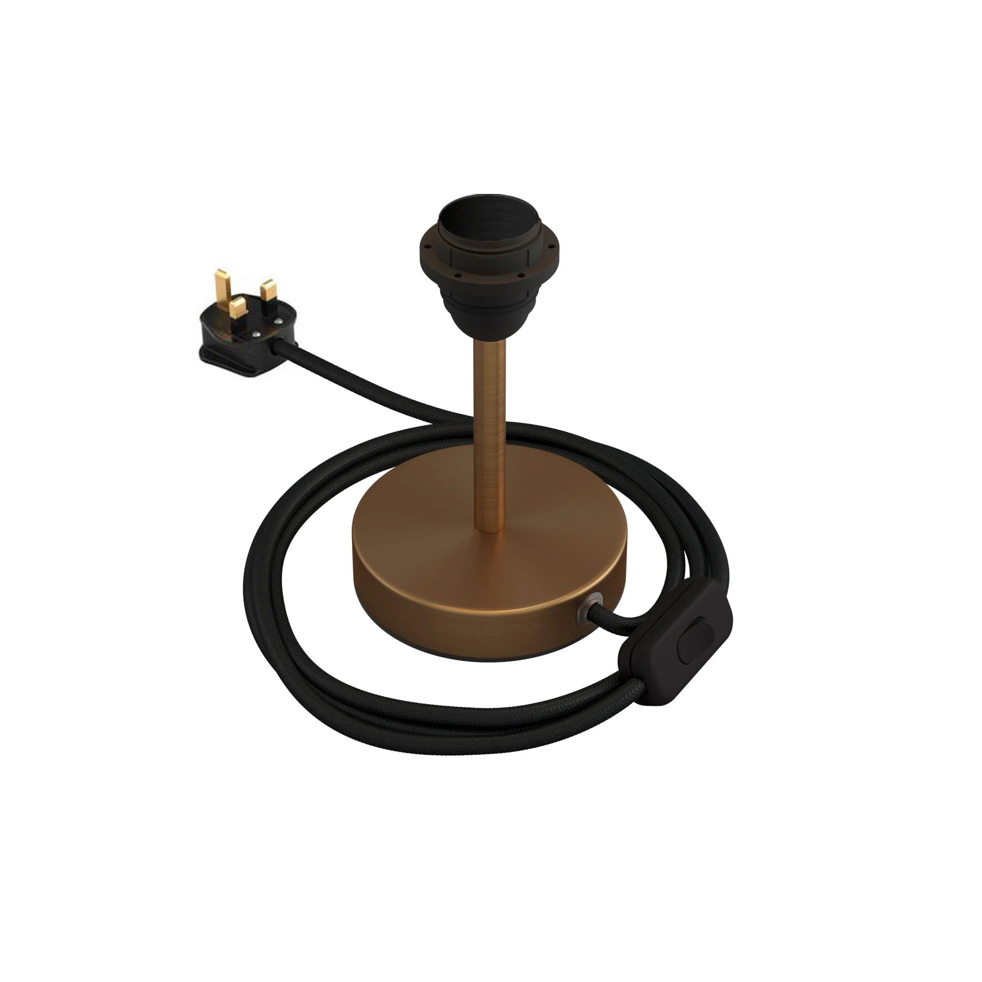 Alzaluce-Sockel für Lampenschirme – Tischleuchte aus Metall mit UK-Stecker – Satinbronze - Image 5