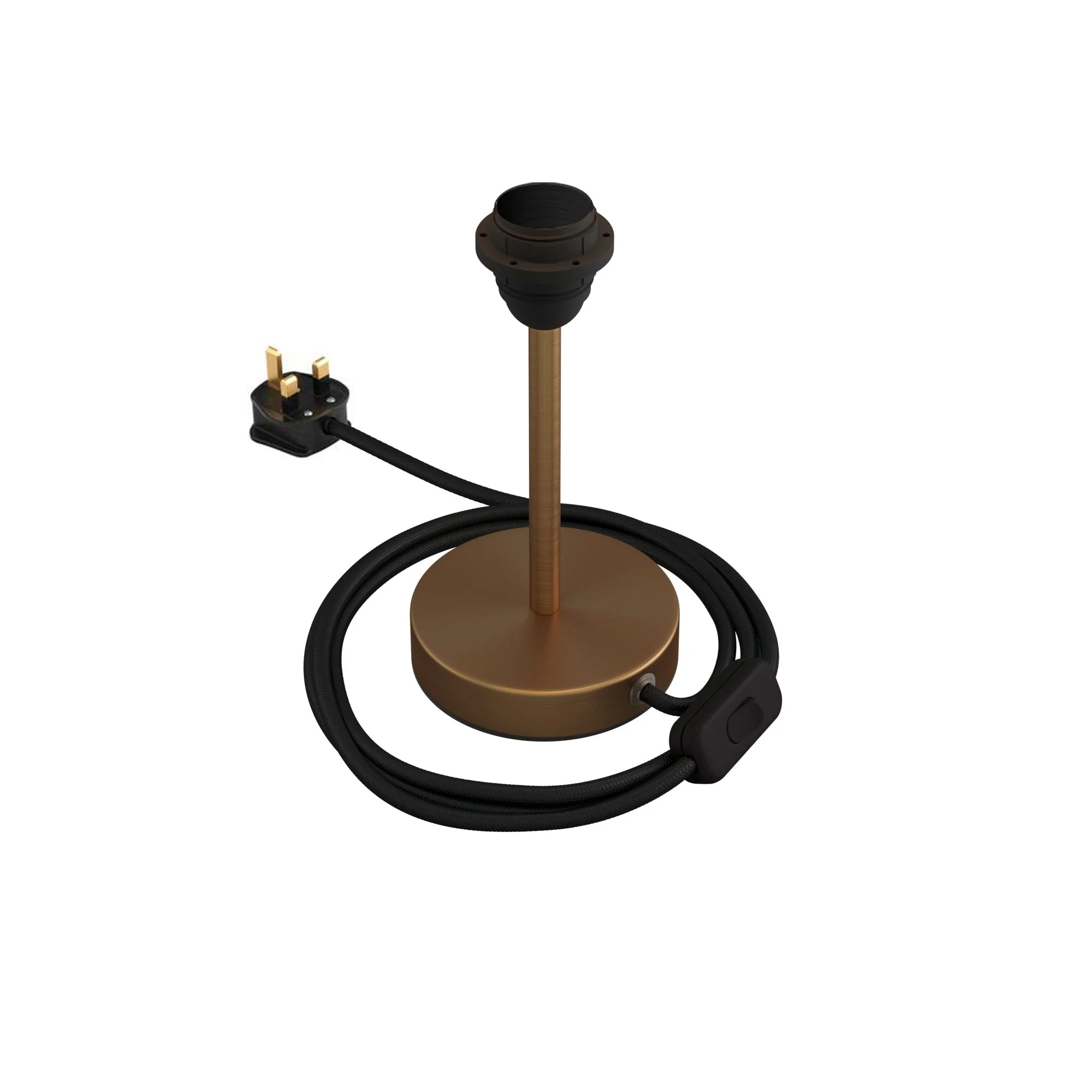 Alzaluce-Sockel für Lampenschirme – Tischleuchte aus Metall mit UK-Stecker – Satinbronze - Image 6