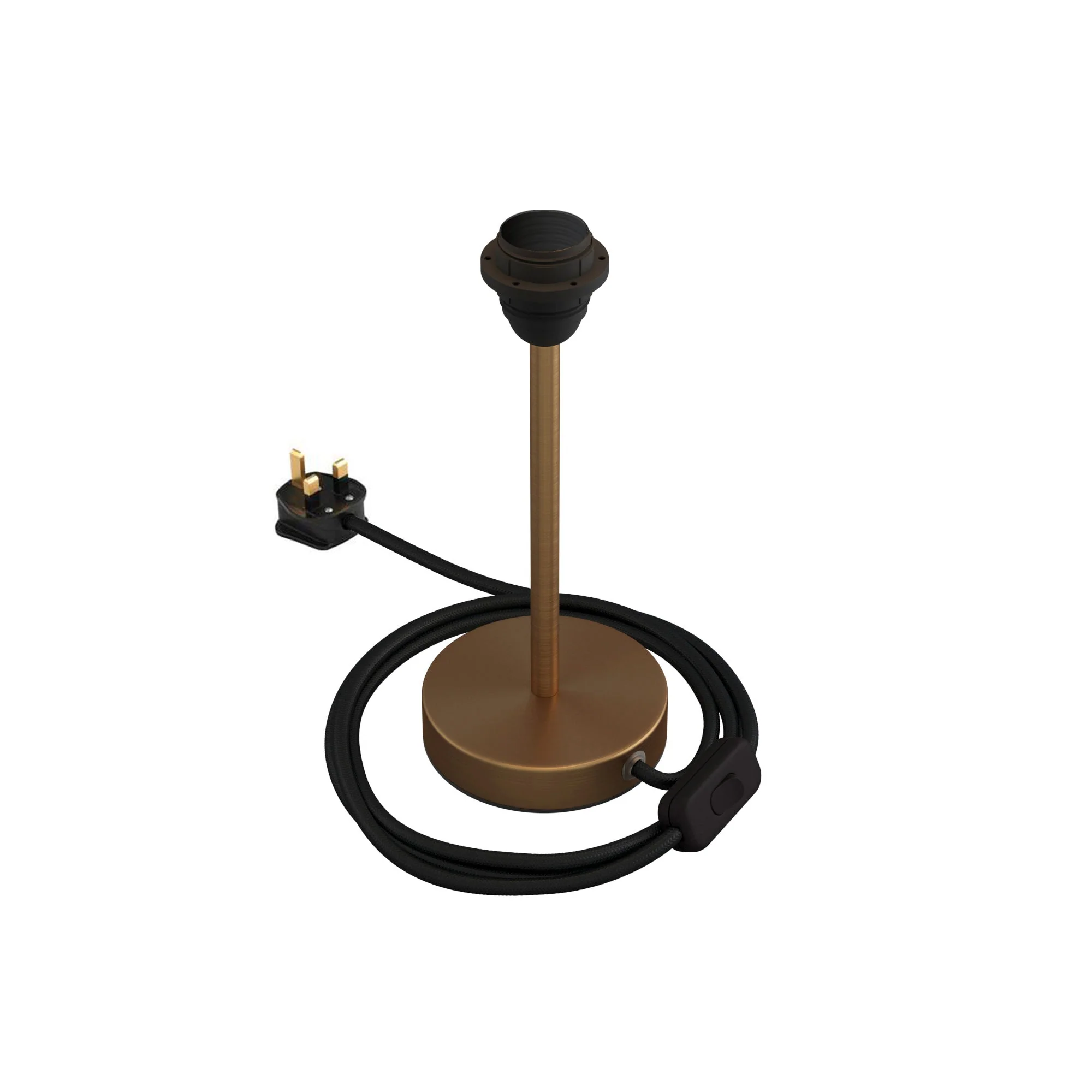 Alzaluce-Sockel für Lampenschirme – Tischleuchte aus Metall mit UK-Stecker – Satinbronze - Image 7