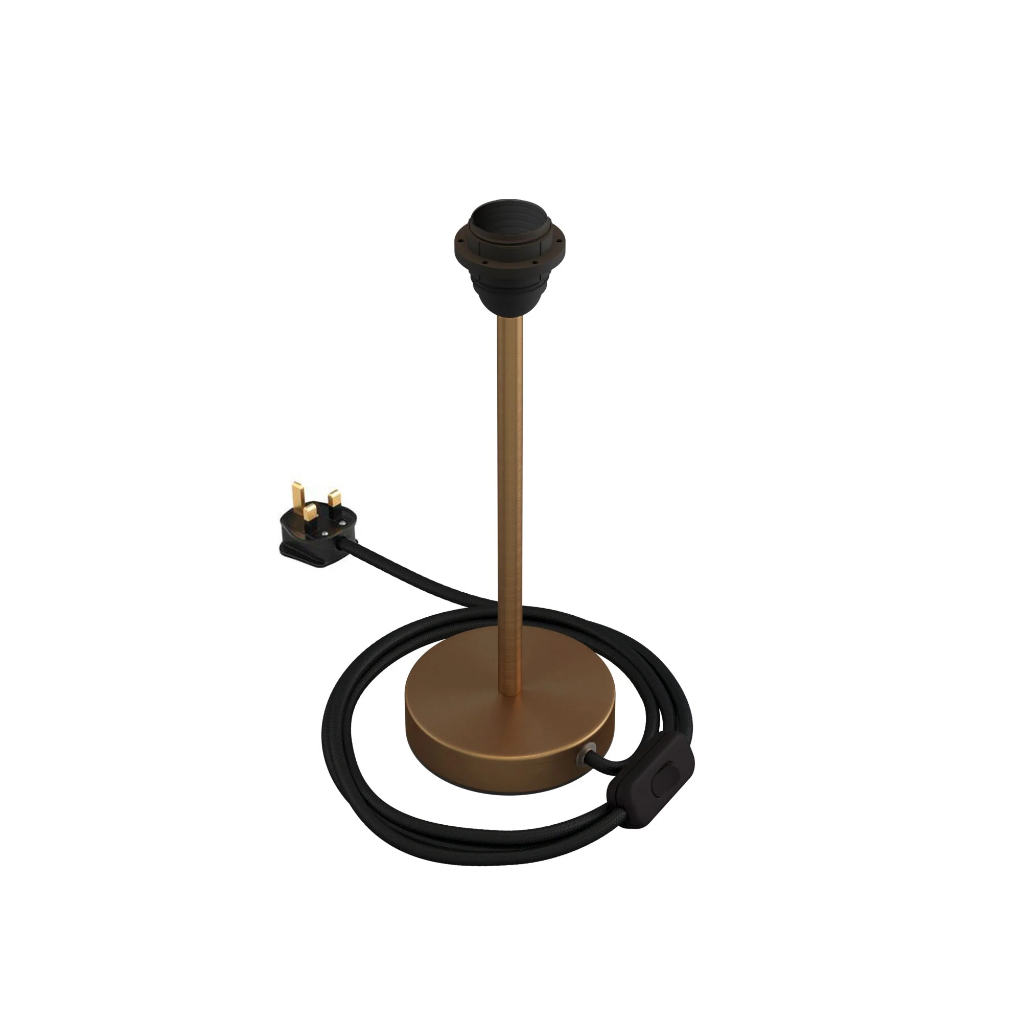 Alzaluce-Sockel für Lampenschirme – Tischleuchte aus Metall mit UK-Stecker – Satinbronze - Image 8